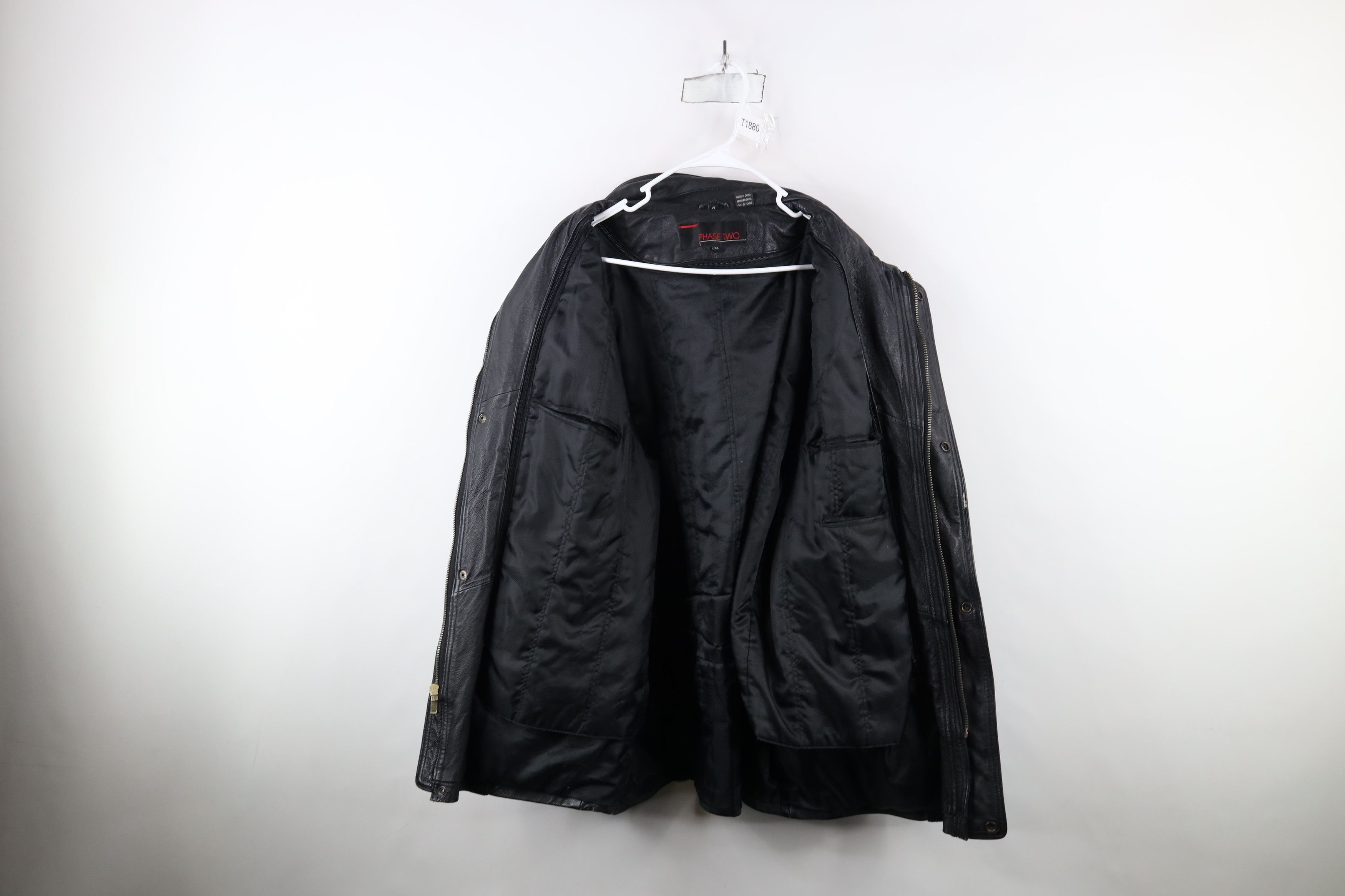 Vintage Vintage 90s Streetwear Lined Leather Chore Jacket Black Size US XL / EU 56 / 4 - 12 Thumbnail