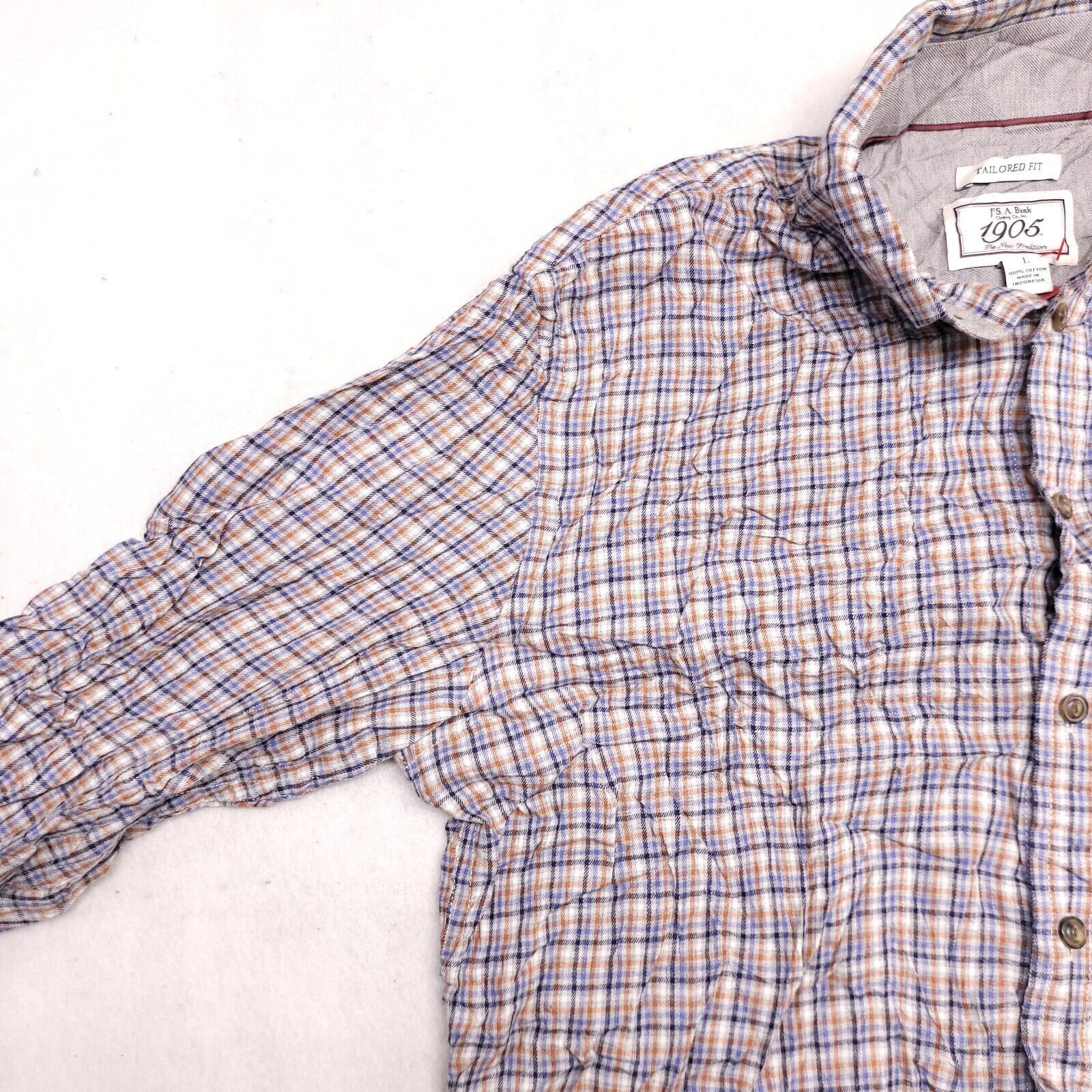 Jos. A. Bank Jos A Bank Tartan Flannel Shirt Mens Size Large Orange Blue Size US L / EU 52-54 / 3 - 4 Thumbnail