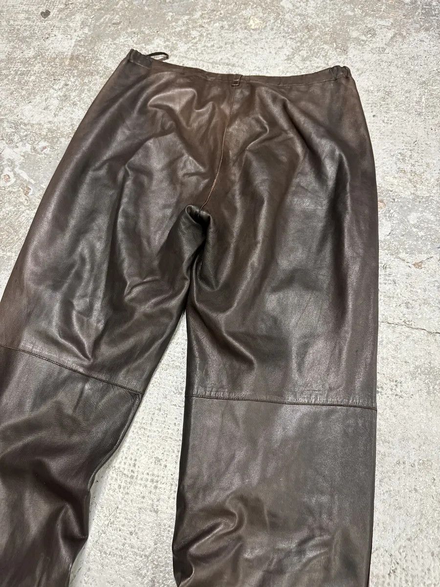 Jil Sander × Vintage Jil Sander Brown Dark Leather Eroded Pants Size US 30 / EU 46 - 6 Thumbnail