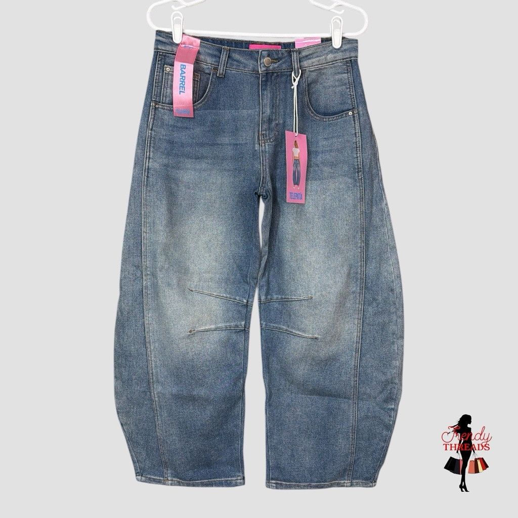 Other NWT Telepatia Wide Barrel Leg Jeans Sz 5/27 Y2K Low Rise Den Size 27" / US 4 / IT 40 - 1 Thumbnail