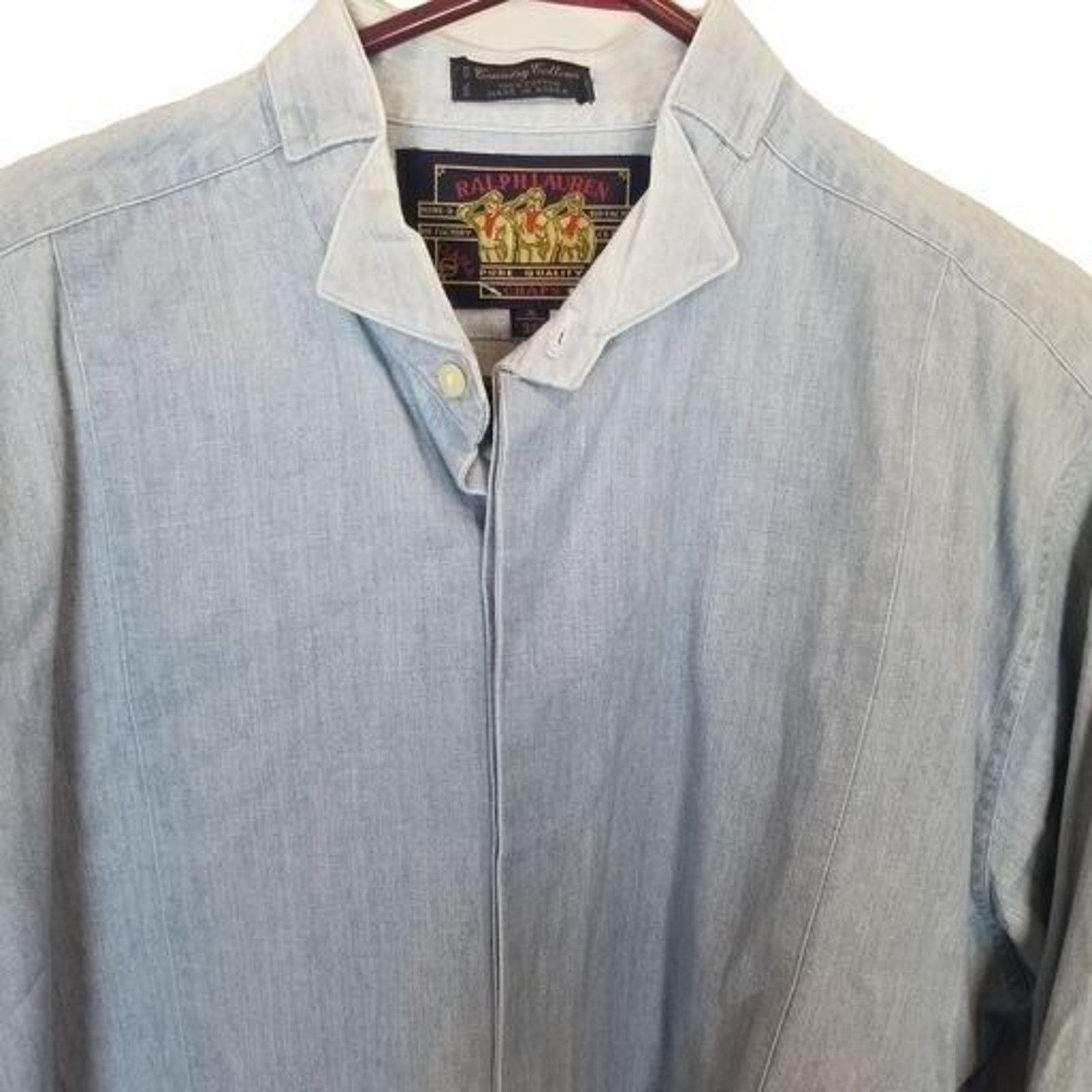 Ralph Lauren Vintage 80's Ralph Lauren Chaps Mens Denim Shirt 35 Classic Size US XXL / EU 58 / 5 - 2 Thumbnail