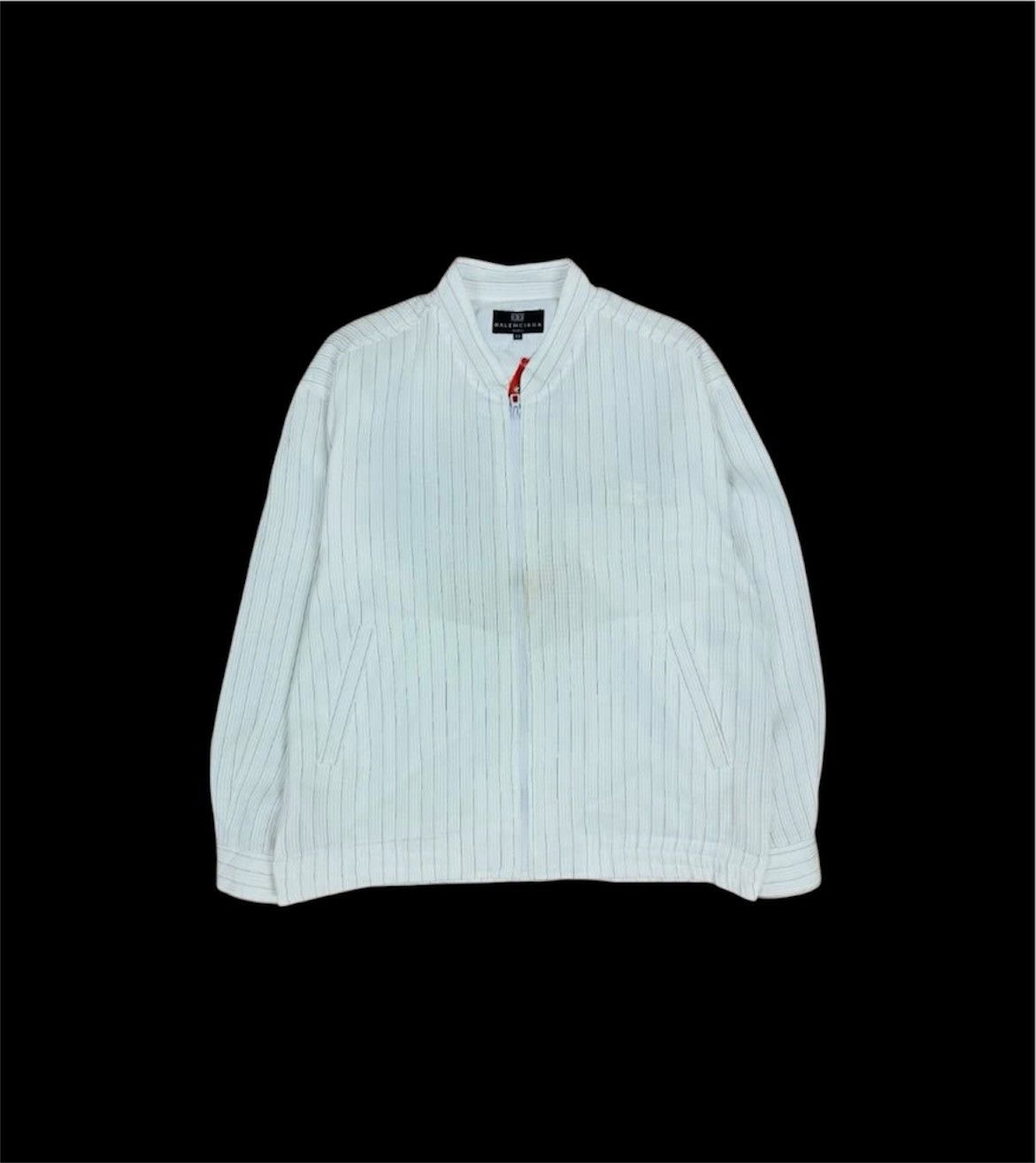 Balenciaga Vintage Balenciaga White Striped Work Jacket Size US M / EU 48-50 / 2 - 1 Thumbnail