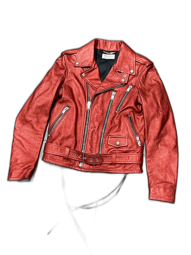 Saint Laurent Paris red leather biker jacket by saint laurent Size US L / EU 52-54 / 3 - 1 Thumbnail