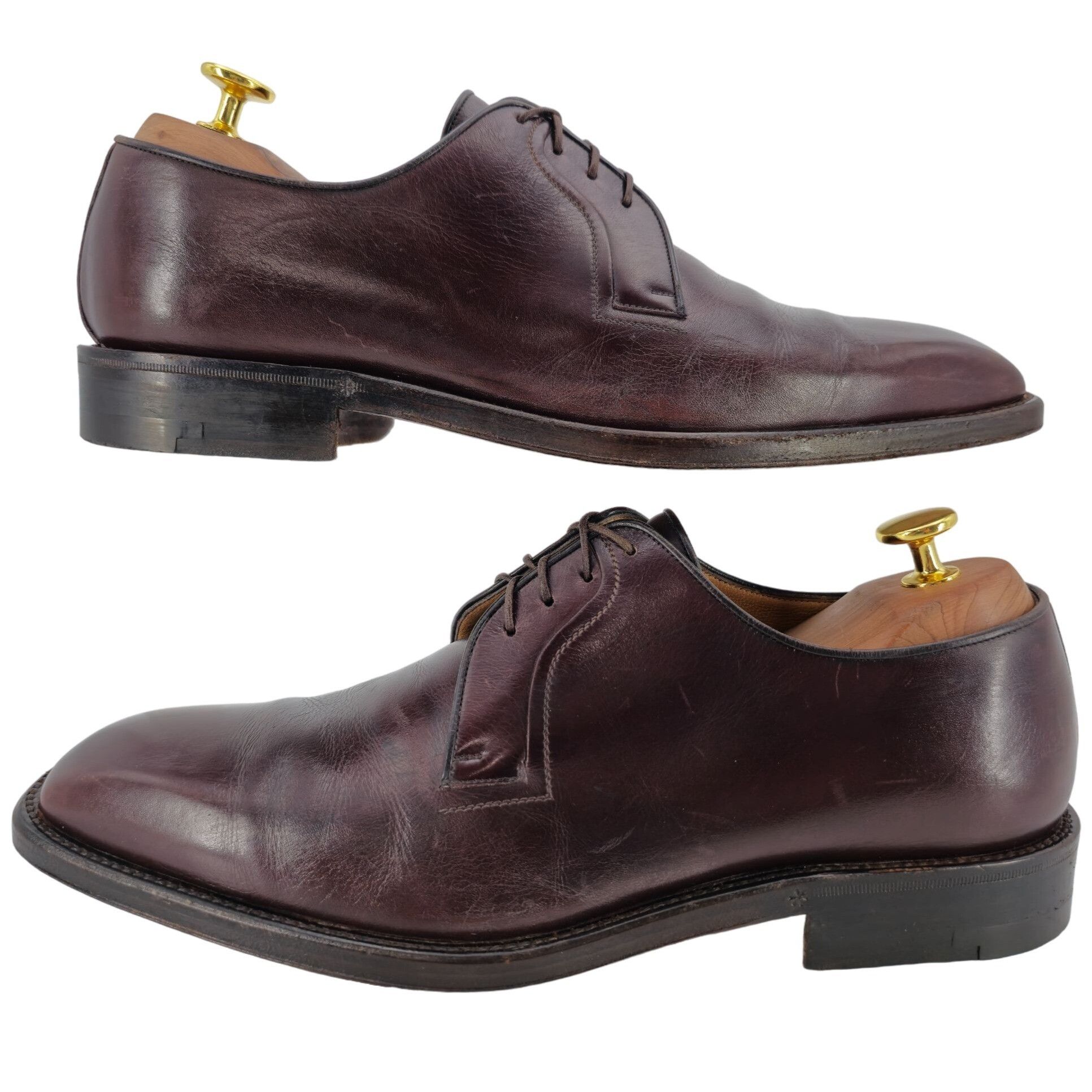 Testoni A. Testoni Italy Mens 8.5 Brown Leather Dress Shoes Oxfords Size US 8.5 / EU 41-42 - 4 Thumbnail