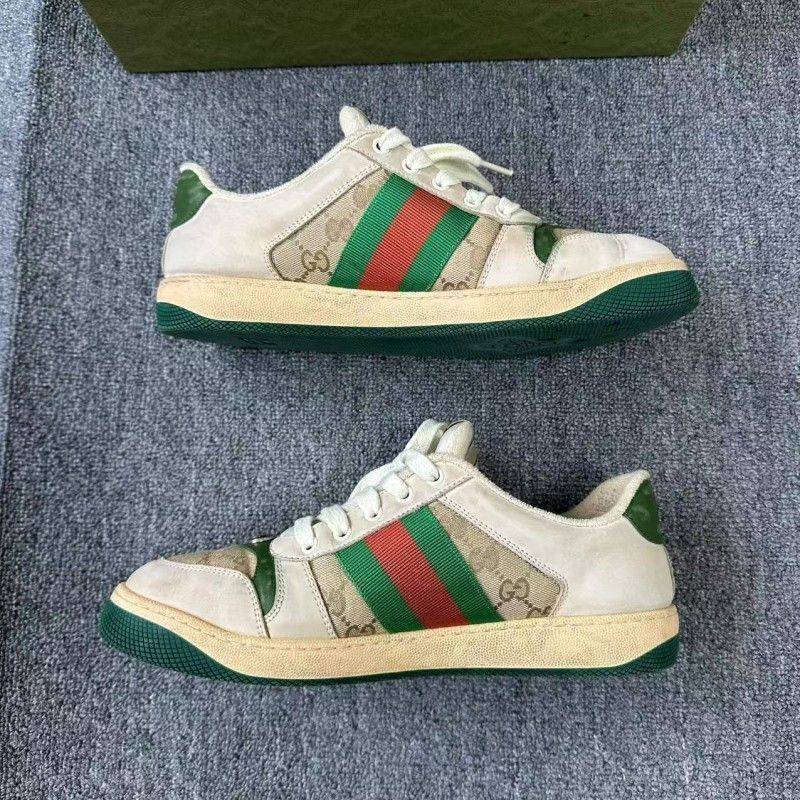 Gucci Gucci Screener Green Leather Sneakers for Men - Size US 9.5 / EU 42-43 - 7 Thumbnail