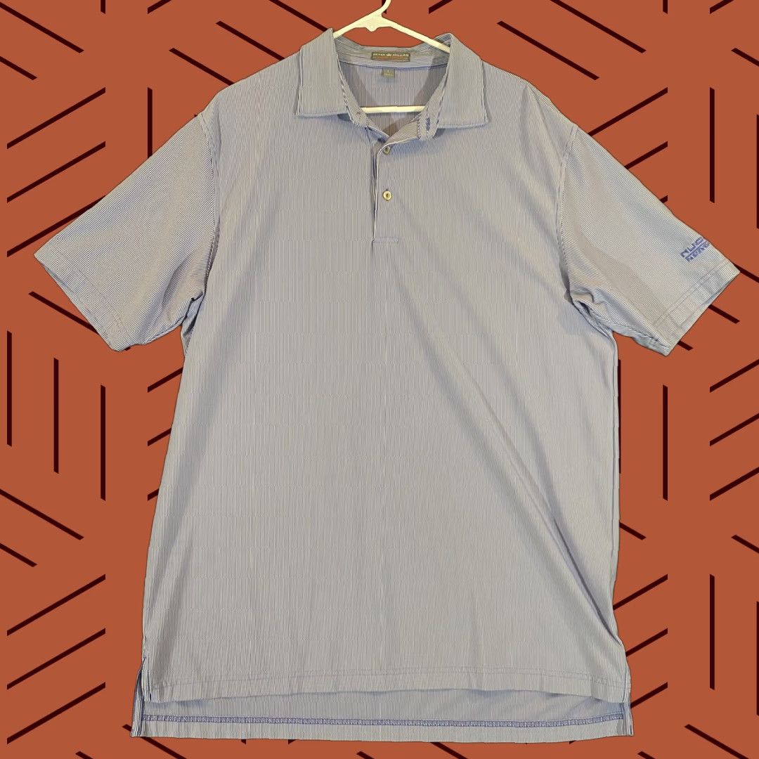 Peter Millar PETER MILLAR Polo Shirt Mens Large Blue White Striped Summer Comfort Golf Logo Shirt Size US L / EU 52-54 / 3 - 1 Thumbnail