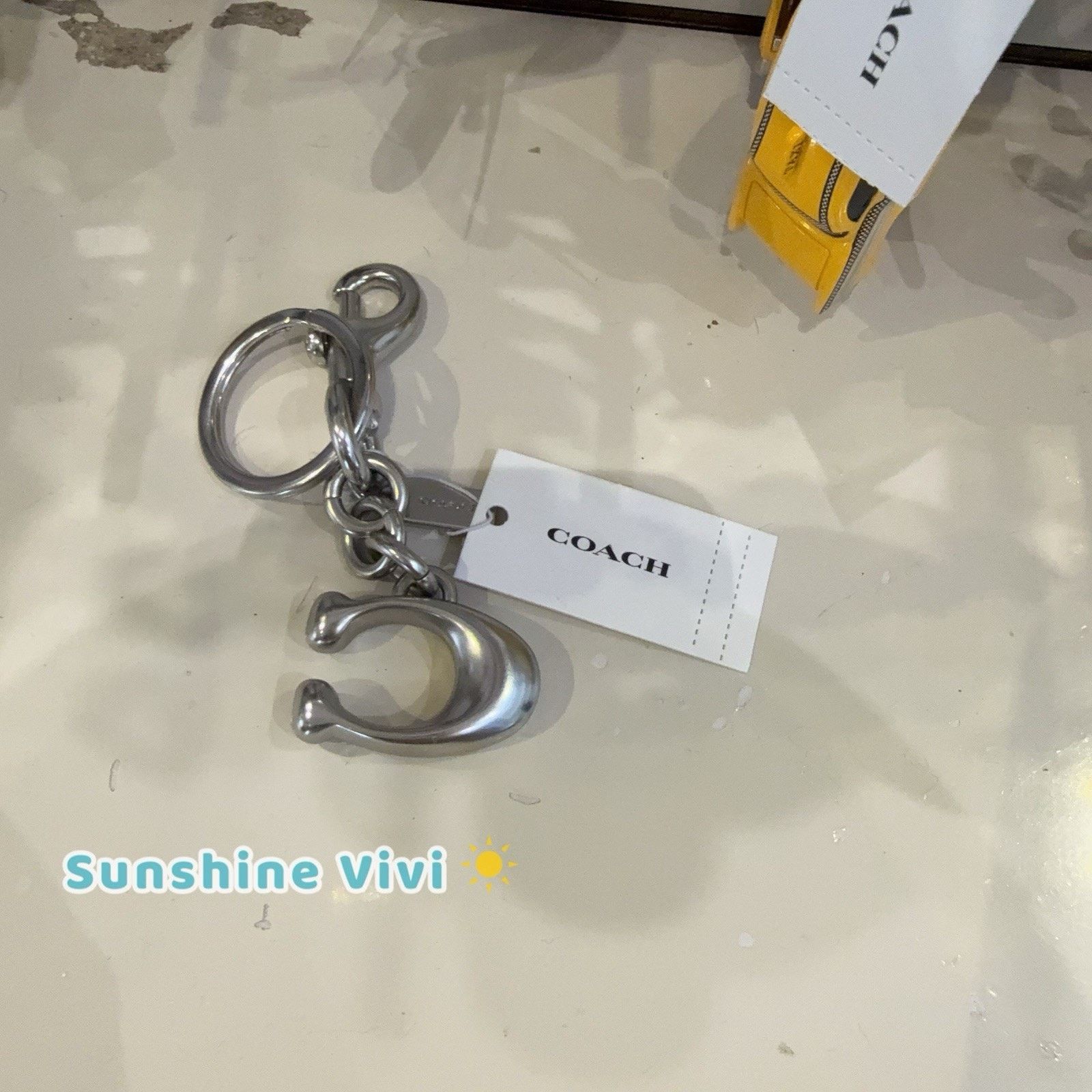 Coach NWT Coach Solid C Bag Charm Keychain Key Fob 1635 silver Size ONE SIZE - 1 Thumbnail