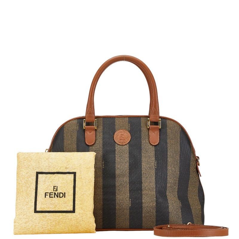 Fendi Fendi Fendi Pequin 2WAY Handbag Shoulder Bag Brown Black PVC Leather Canvas Handbag in Very Good Condition Size ONE SIZE - 1 Thumbnail