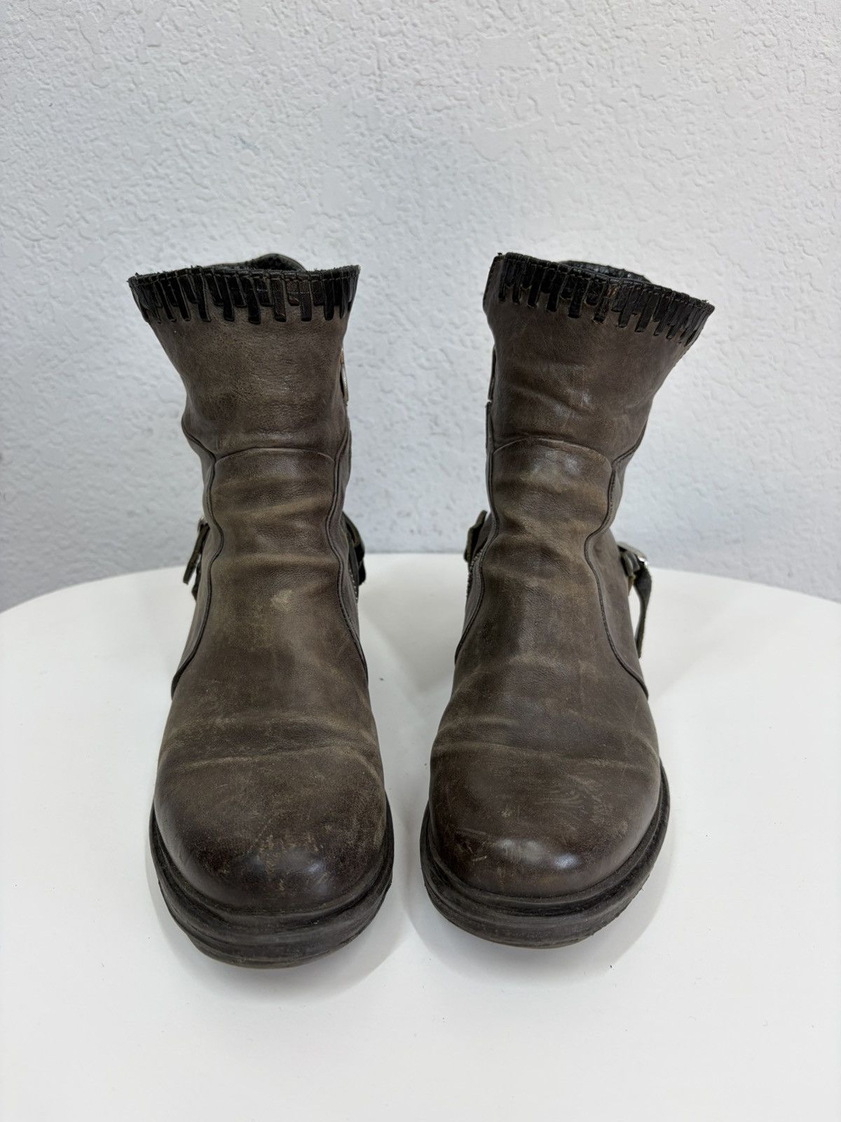 If Six Was Nine AS 98 Vibe Artisan Black Leather Side Zip Ankle Biker Boots Size US 5 / EU 37 - 3 Thumbnail