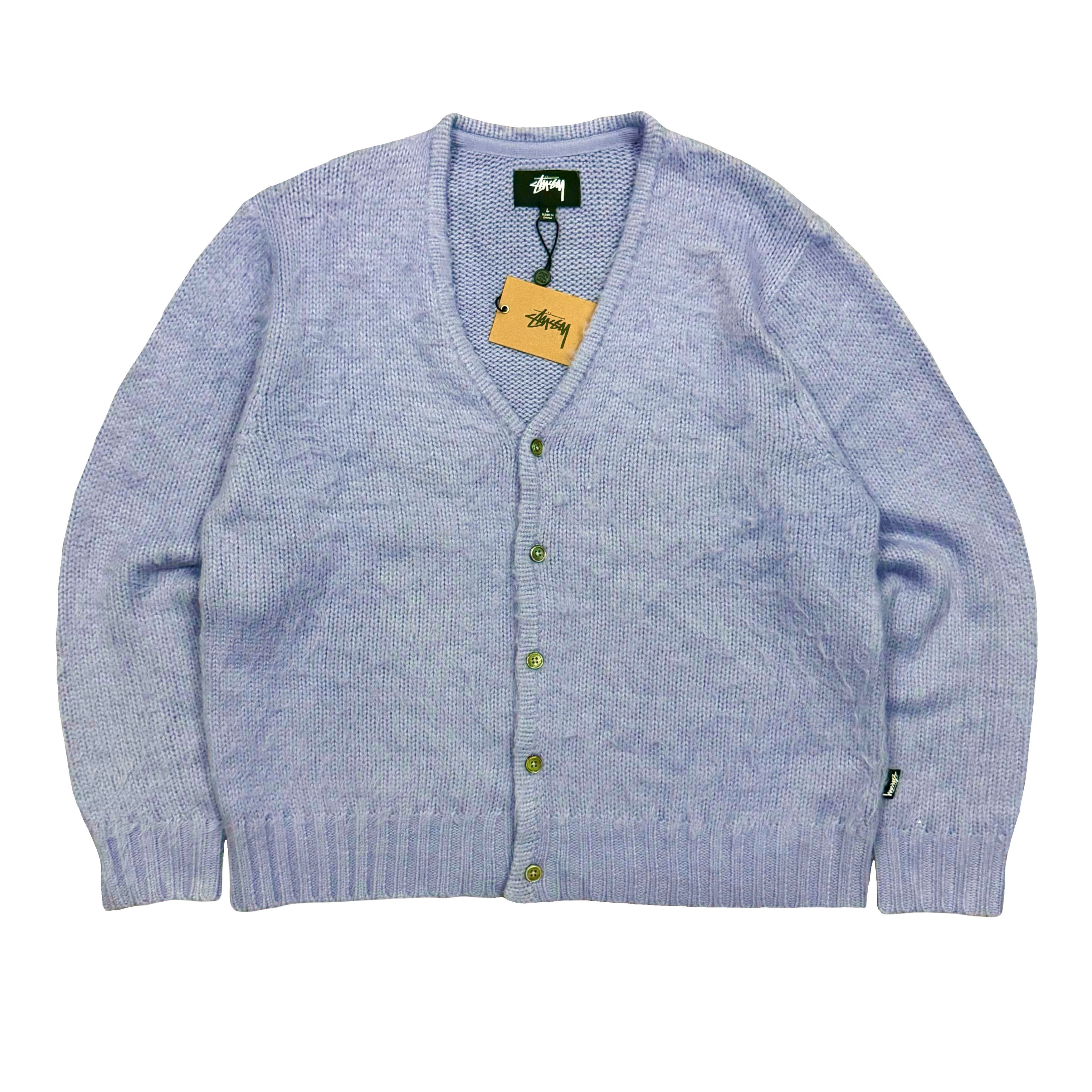 Designer × Streetwear × Stussy Brand New With Tags Stussy Brushed Acrylic Lavender  Cardigan | Grailed