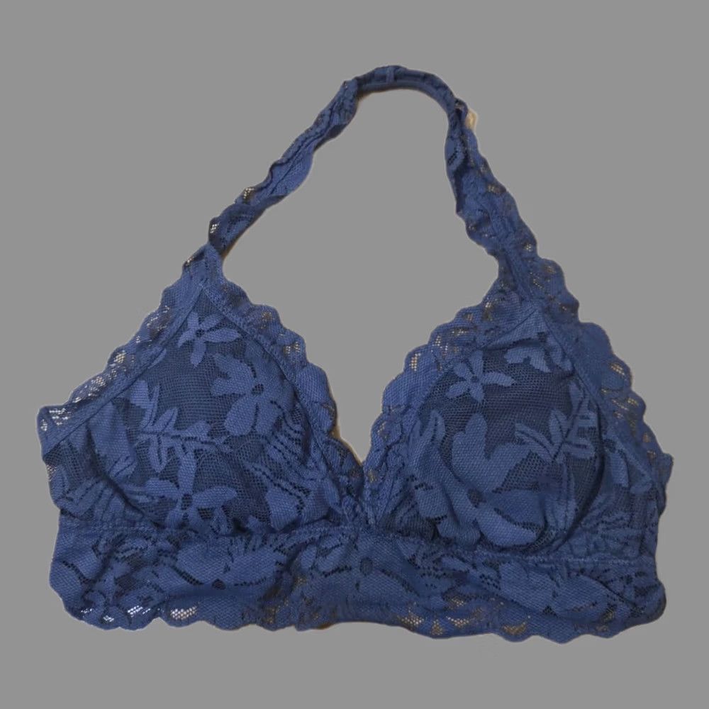 Vintage Aerie Blue Lace Bralette Halter S Wire Free Bralette Women Small XS? Size ONE SIZE - 1 Thumbnail