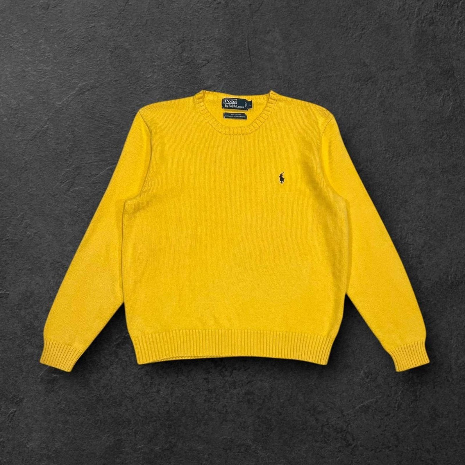 Polo Ralph Lauren Polo Ralph Lauren Yellow Knit Sweater w/ Embroidered Logo Size L / US 10 / IT 46 - 1 Thumbnail