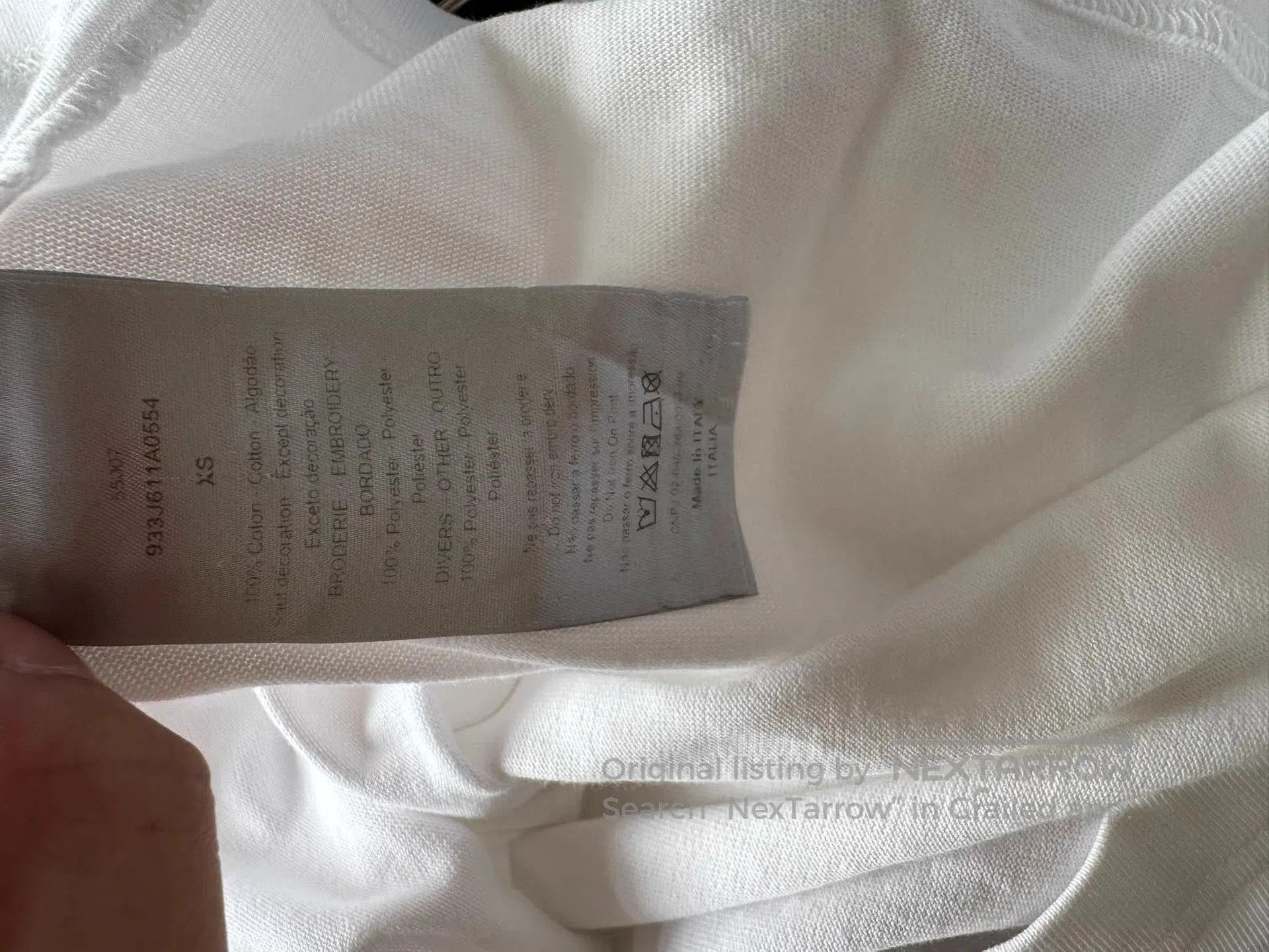 Dior White Short Sleeve T-Shirt with Floral Embroidery. Size US XS / EU 42 / 0 - 4 Thumbnail
