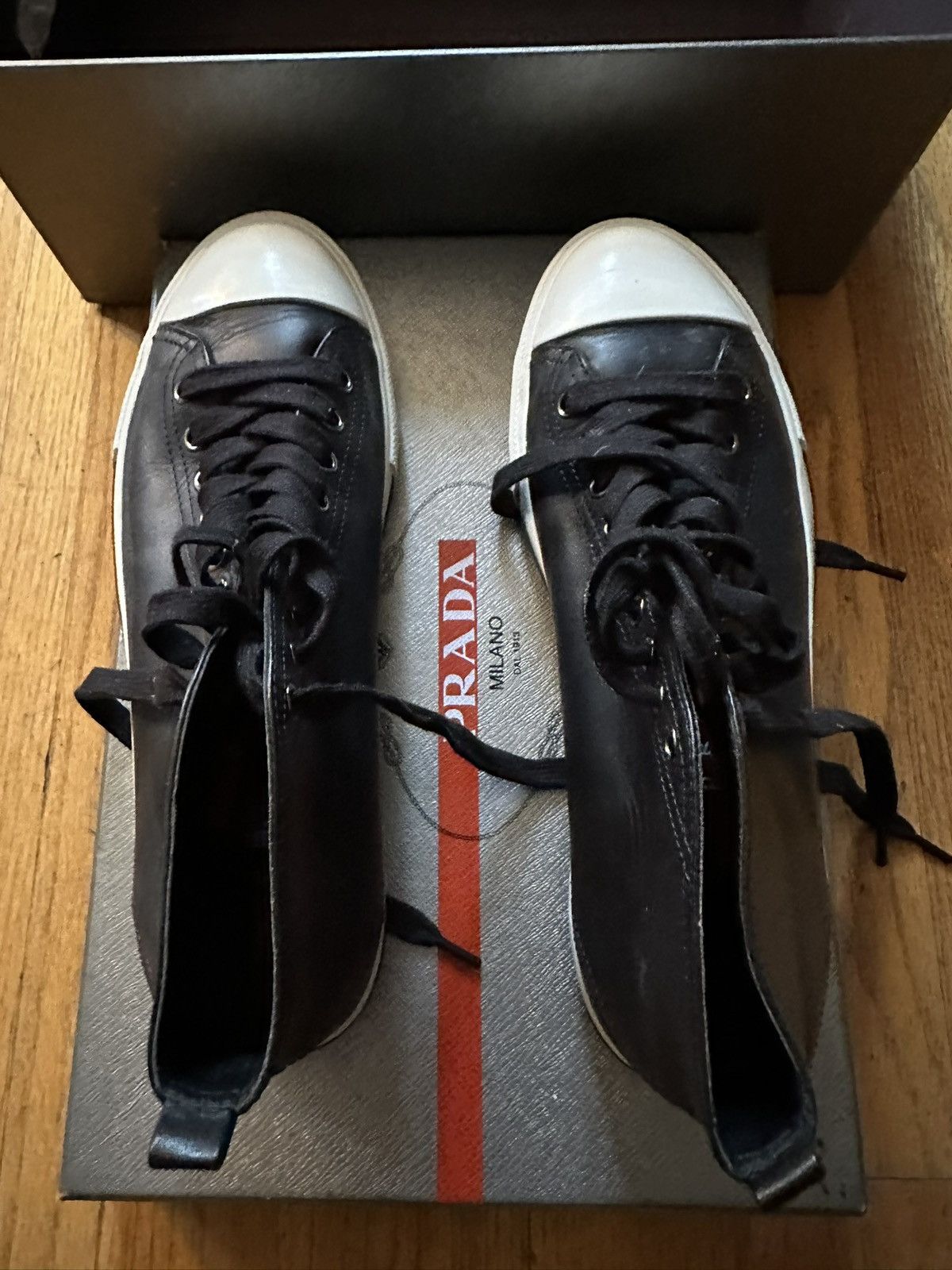 Prada PRADA Convers HIGH-TOP SNEAKERS BLACK WHITE Size 9 Usa Size US 7 / EU 40 - 1 Thumbnail