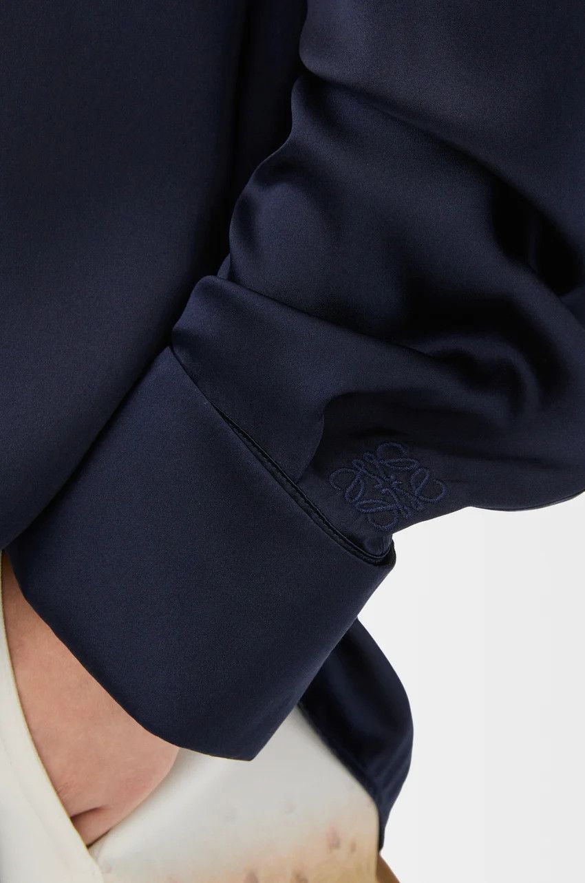 Loewe o1loc1c0525 Draped Shirt in Silk in Navy Blue Size XS / US 0-2 / IT 36-38 - 5 Thumbnail