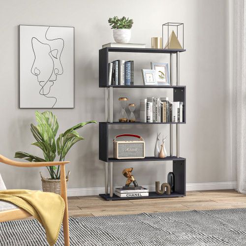 Designer × Homemade Modern S-Shaped 5 Tier Room Dividing Bookcase Wooden Storage Size US L / EU 52-54 / 3 - 8 Thumbnail