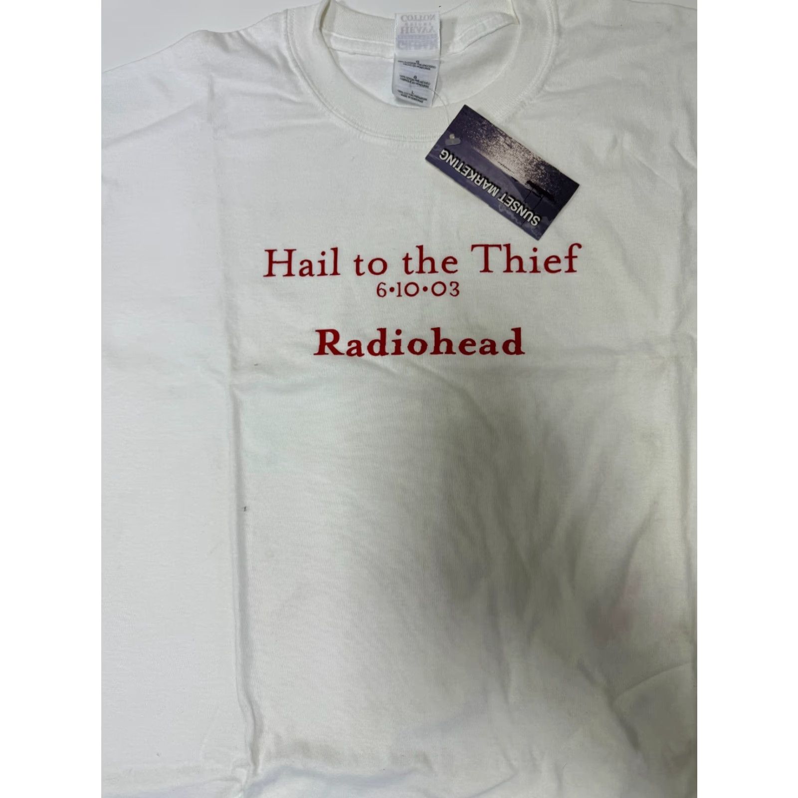 Gildan VINTAGE Radiohead Hail to the Thief T-Shirt Mens Large White 90s Graphic Music Size US L / EU 52-54 / 3 - 3 Thumbnail