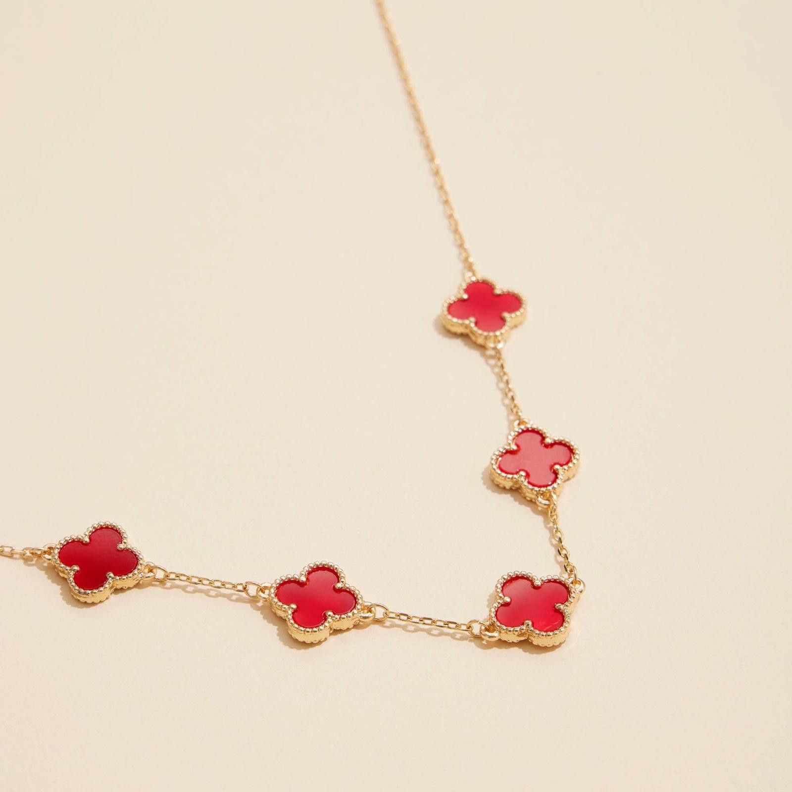 Other Chain Clover Necklace with Shell Inlay Charms Reversible Size ONE SIZE - 3 Thumbnail