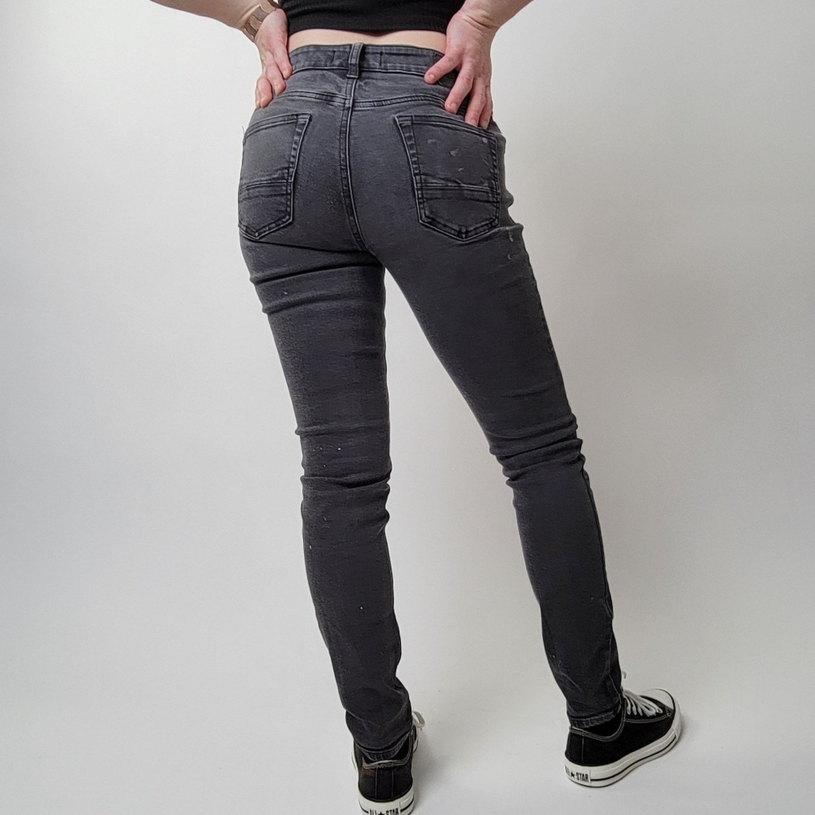 Pacsun Pacsun High Rise Skinniest Black Distressed Jeans redo Size 29" - 3 Thumbnail