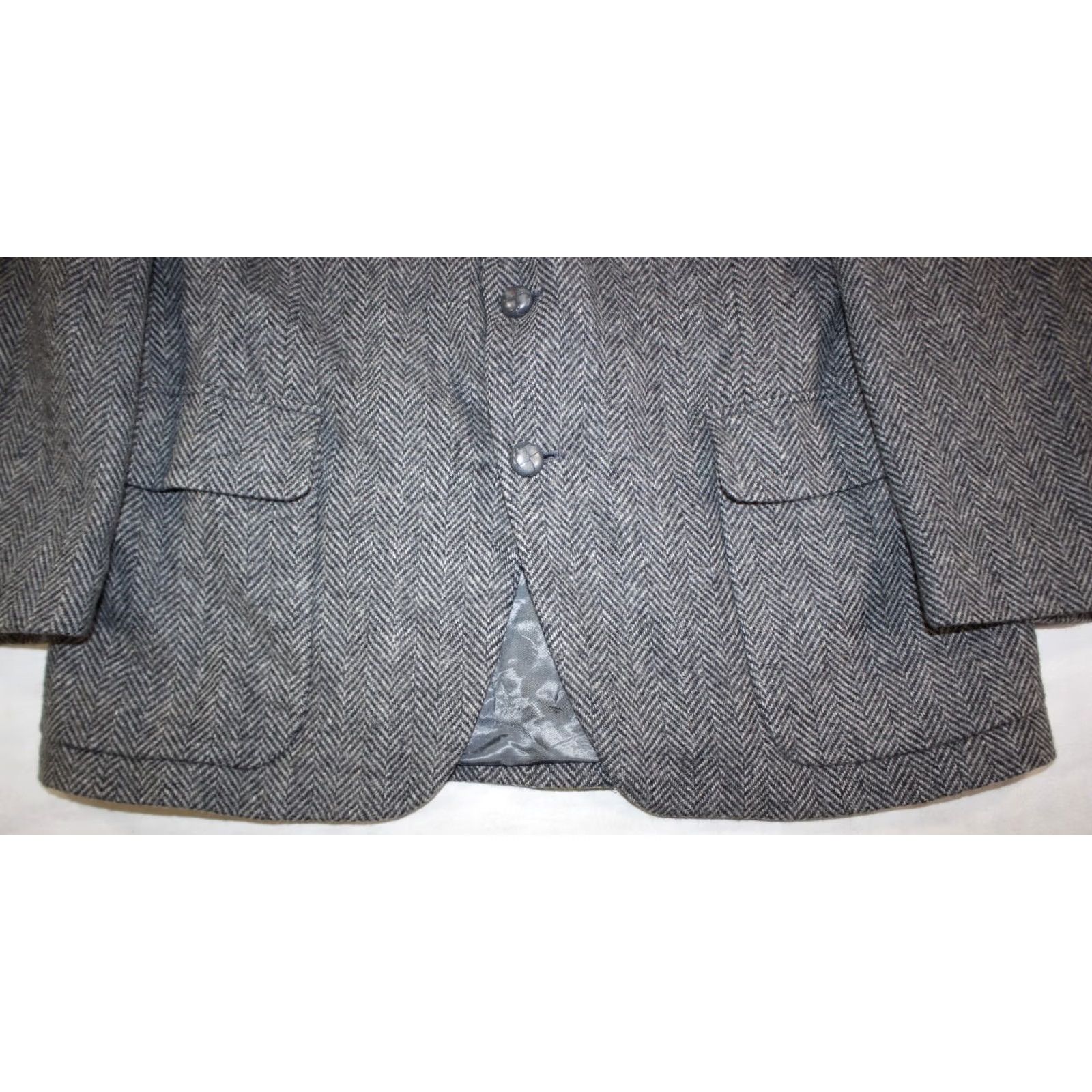 Farah VINTAGE Farah Wolff Blazer Men's 44 R 100% Pure Wool Tweed Herringbone Gray Jacket Size 44R - 2 Thumbnail