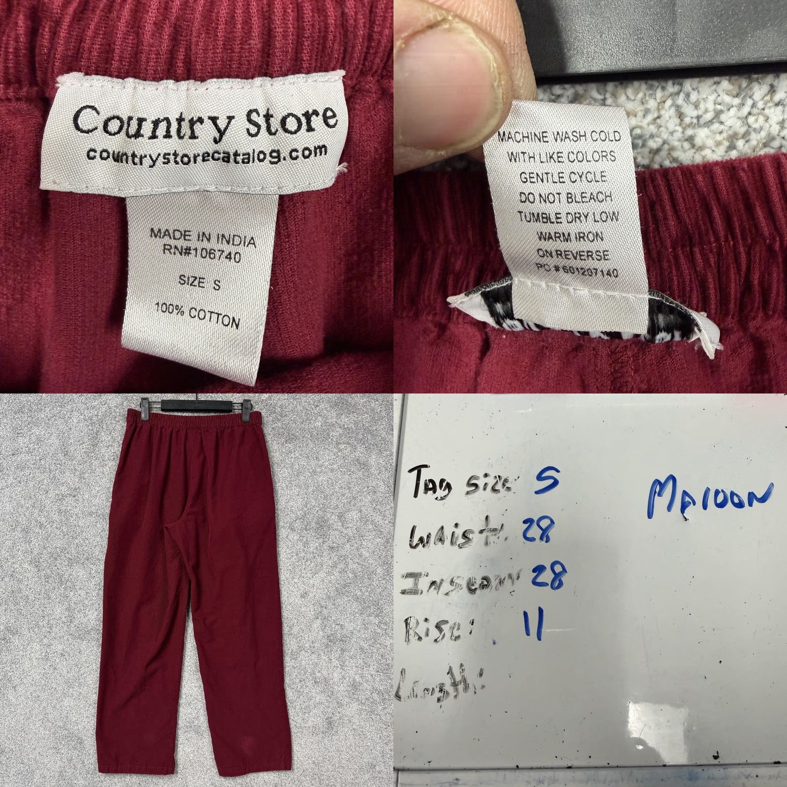 Vintage Country Store Pants Women S Maroon Red Corduroy Elastic Waist Relaxed Straight Leg Size 28" / US 6 / IT 42 - 8 Thumbnail