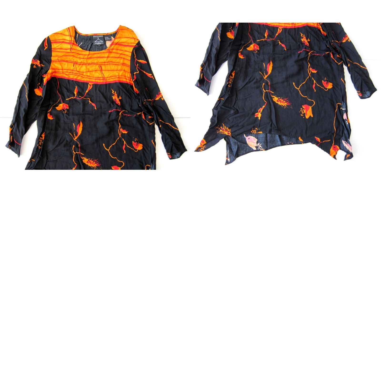 Vintage VINTAGE Shopping With Anthony Blouse Tunic Floral 100% Rayon Orange Black Large Womens Size L / US 10 / IT 46 - 8 Thumbnail