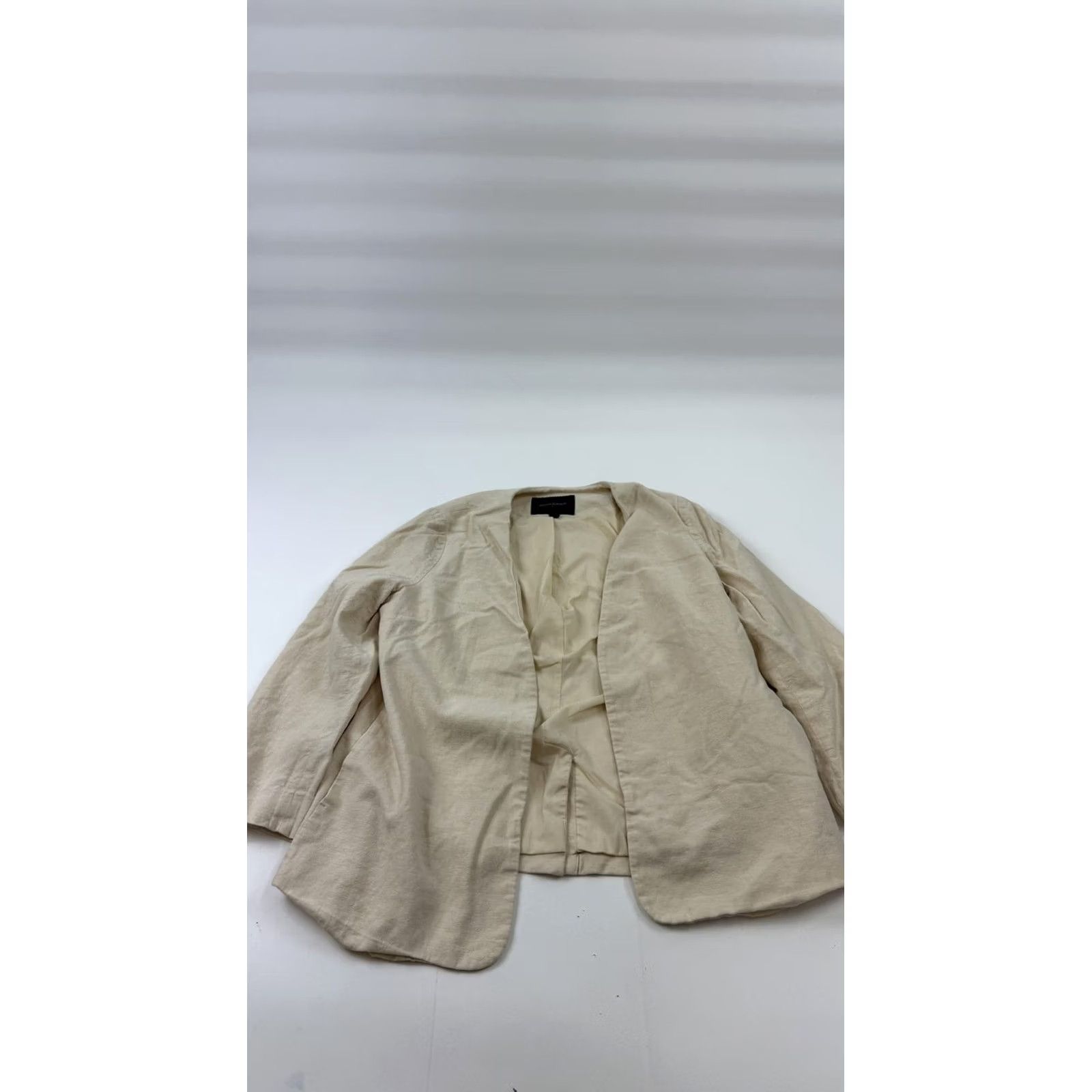 Banana Republic Banana Republic Blazer Womens 8 Beige Linen Blend Open Front Lined Casual Jacket Size M / US 6-8 / IT 42-44 - 2 Thumbnail