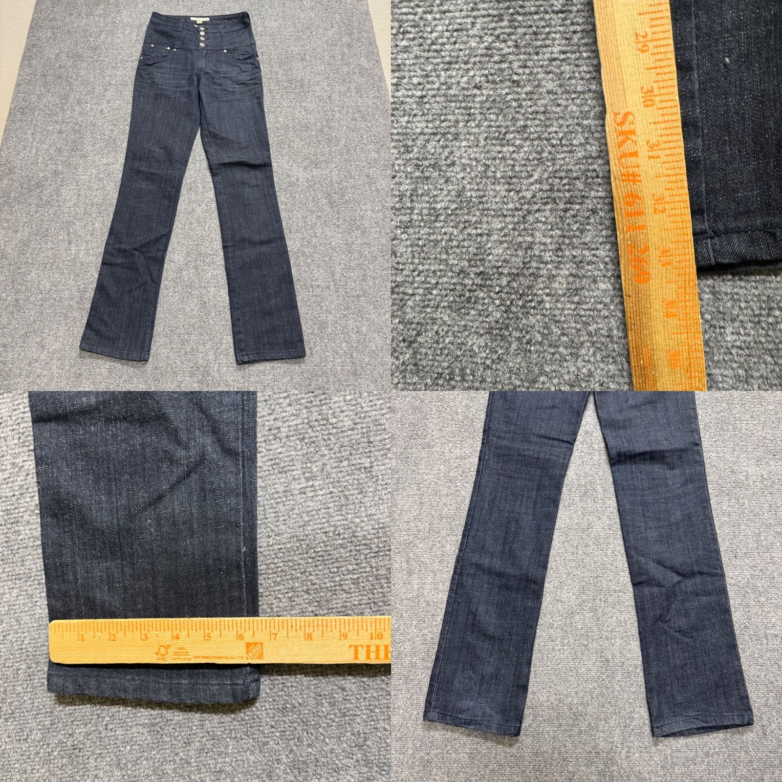 Denime Y2K Denim Jeans Womens 28 High-waisted Dark Wash Multi-button Closure 90s Womens Jeans, Distressed, Unbranded Size 28" / US 6 / IT 42 - 8 Thumbnail