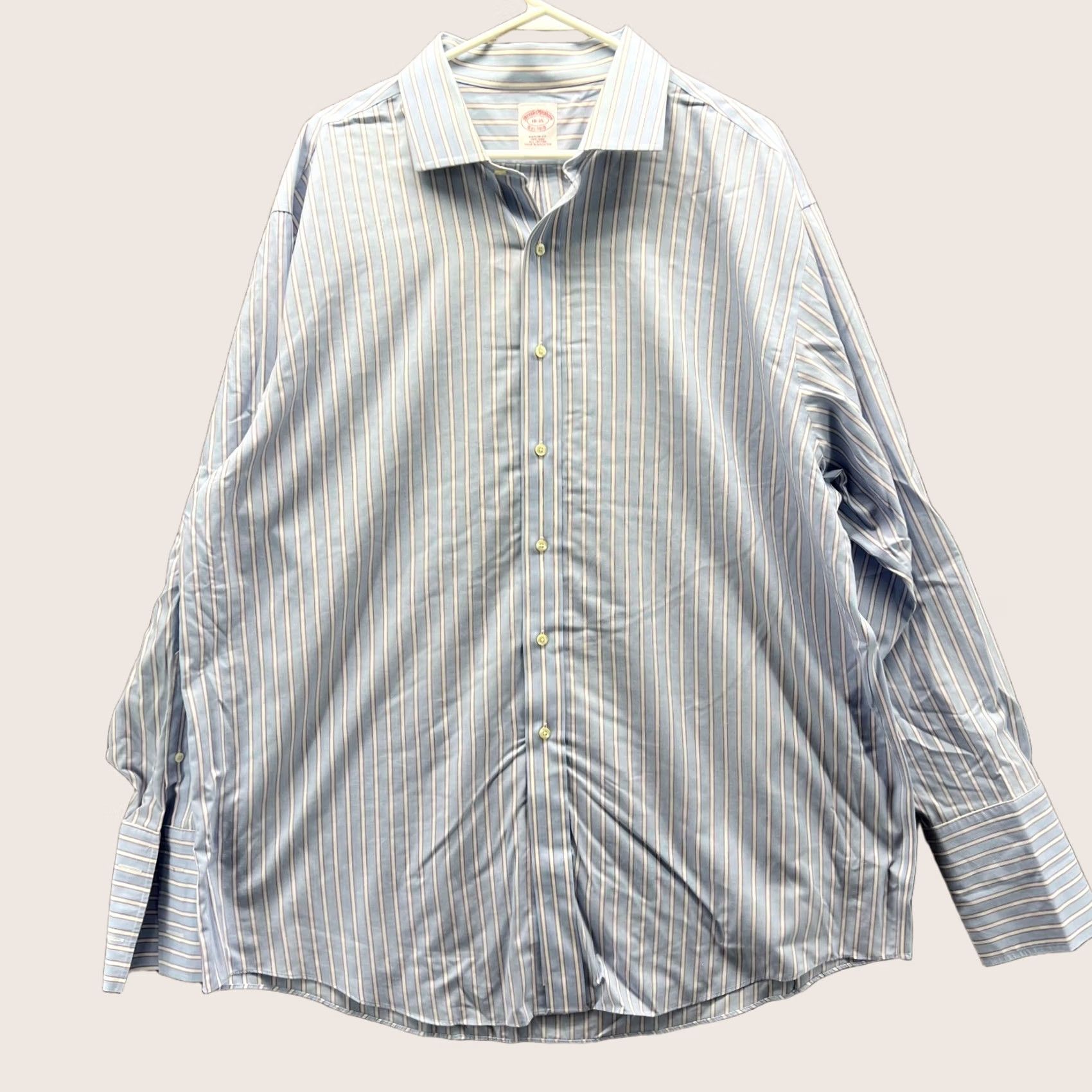 Brooks Brothers Brooks Brothers Shirt Mens 18 35 Blue Striped Oxford Button Down Preppy OCBD Shirt Size US XXL / EU 58 / 5 - 1 Thumbnail