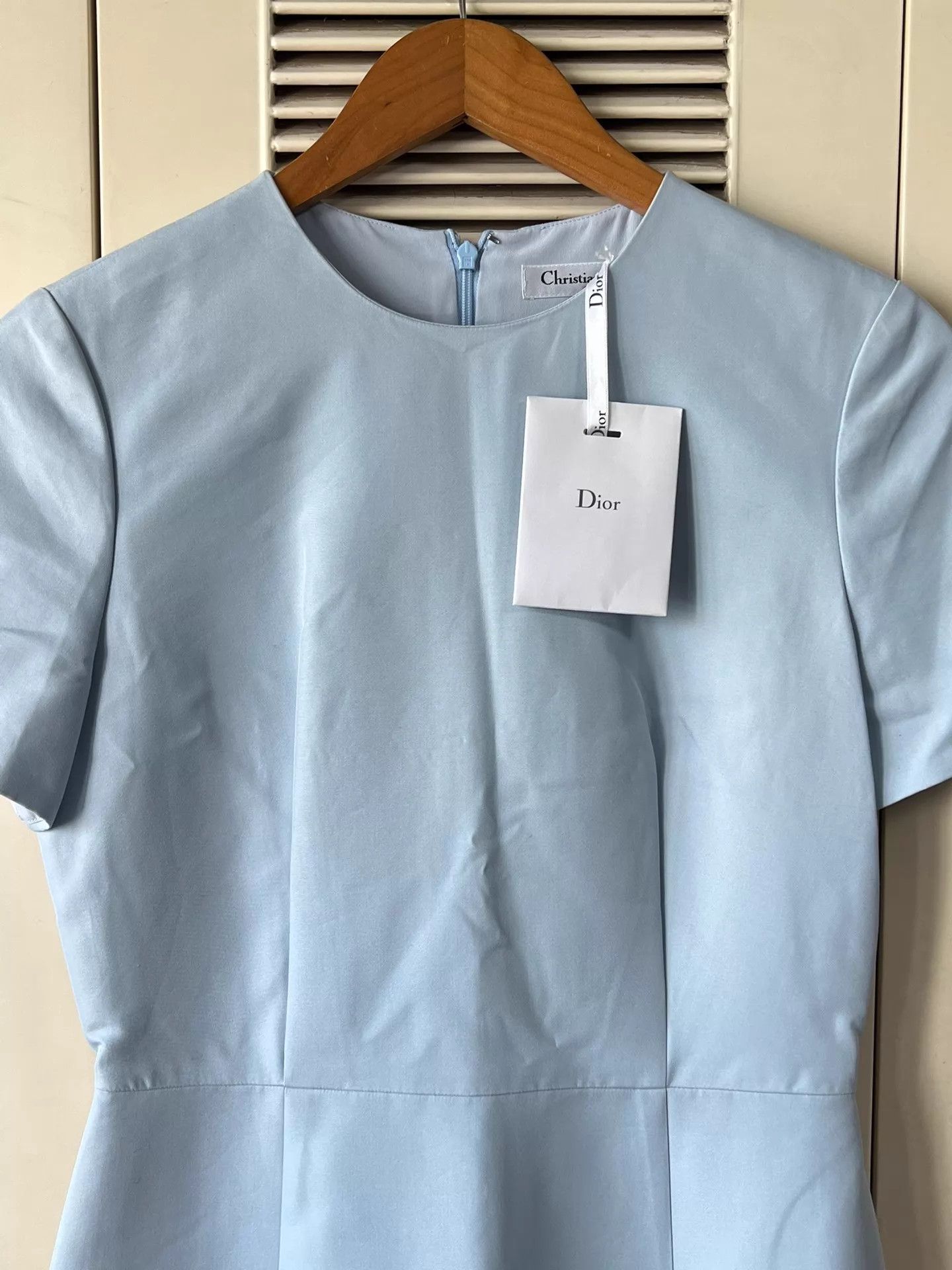 Dior Dior Light Blue Short-Sleeve Beaded Hem Dress FR36 Size XS / US 0-2 / IT 36-38 - 3 Thumbnail
