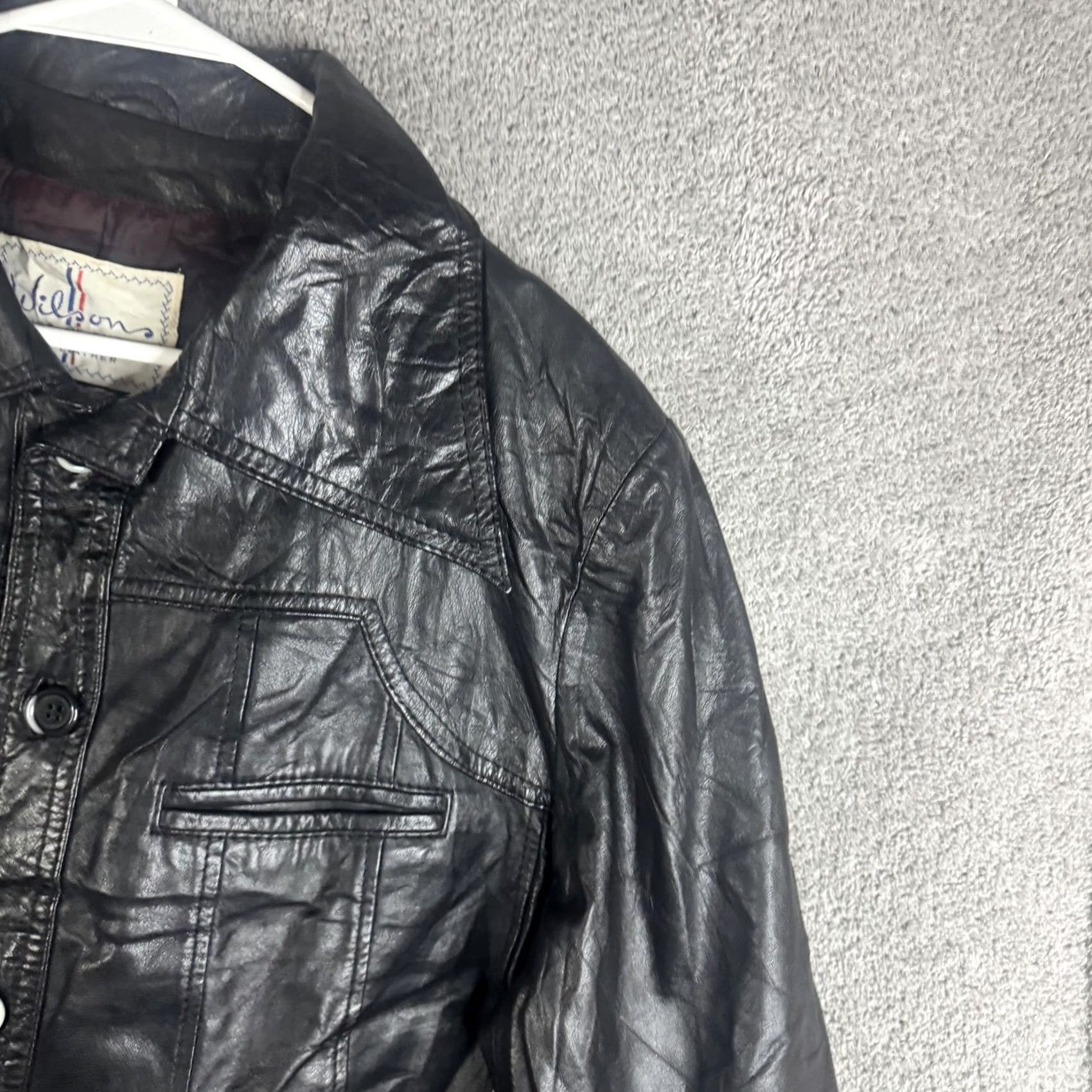 House of CB VINTAGE Wilson's House Of Suede And Leather Jacket Womens Medium Black Button Jacket Size M / US 6-8 / IT 42-44 - 4 Thumbnail
