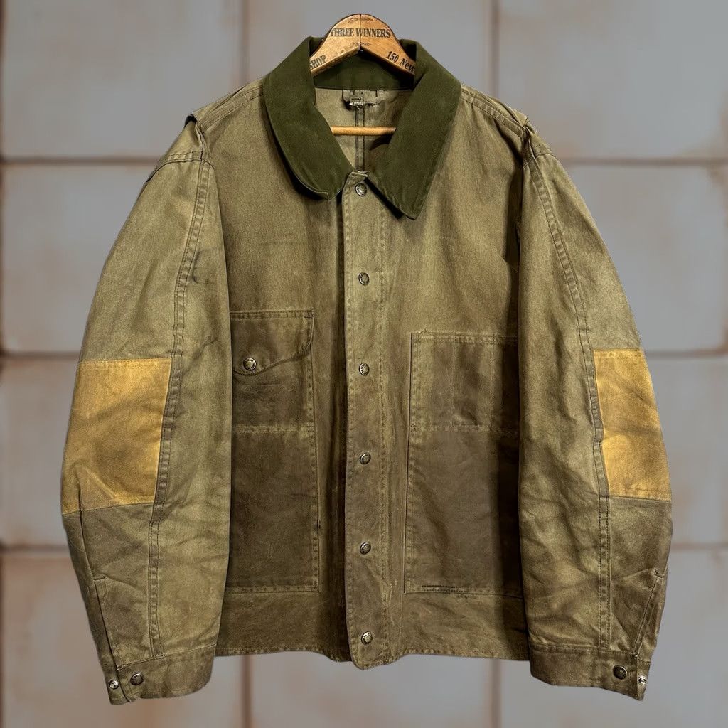 Filson VINTAGE Filson Jacket Weather Tin Cloth Waxed Field Size XL Green Mens Overcoat 90s Western Workwear Hunting USA Winter Fall Spring Size US XL / EU 56 / 4 - 1 Thumbnail