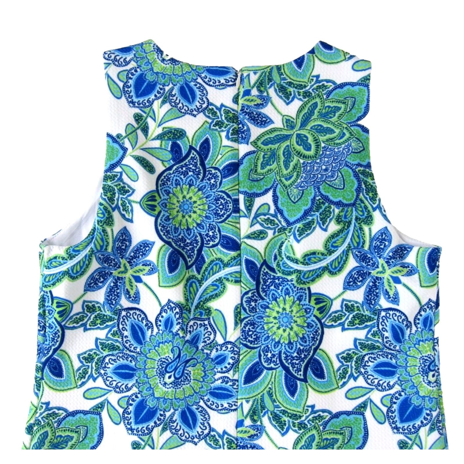 Vintage Eliza J Blue White Green Floral Embroidered Sleeveless Shift Tank Dress Woman 6 Size M / US 6-8 / IT 42-44 - 5 Thumbnail