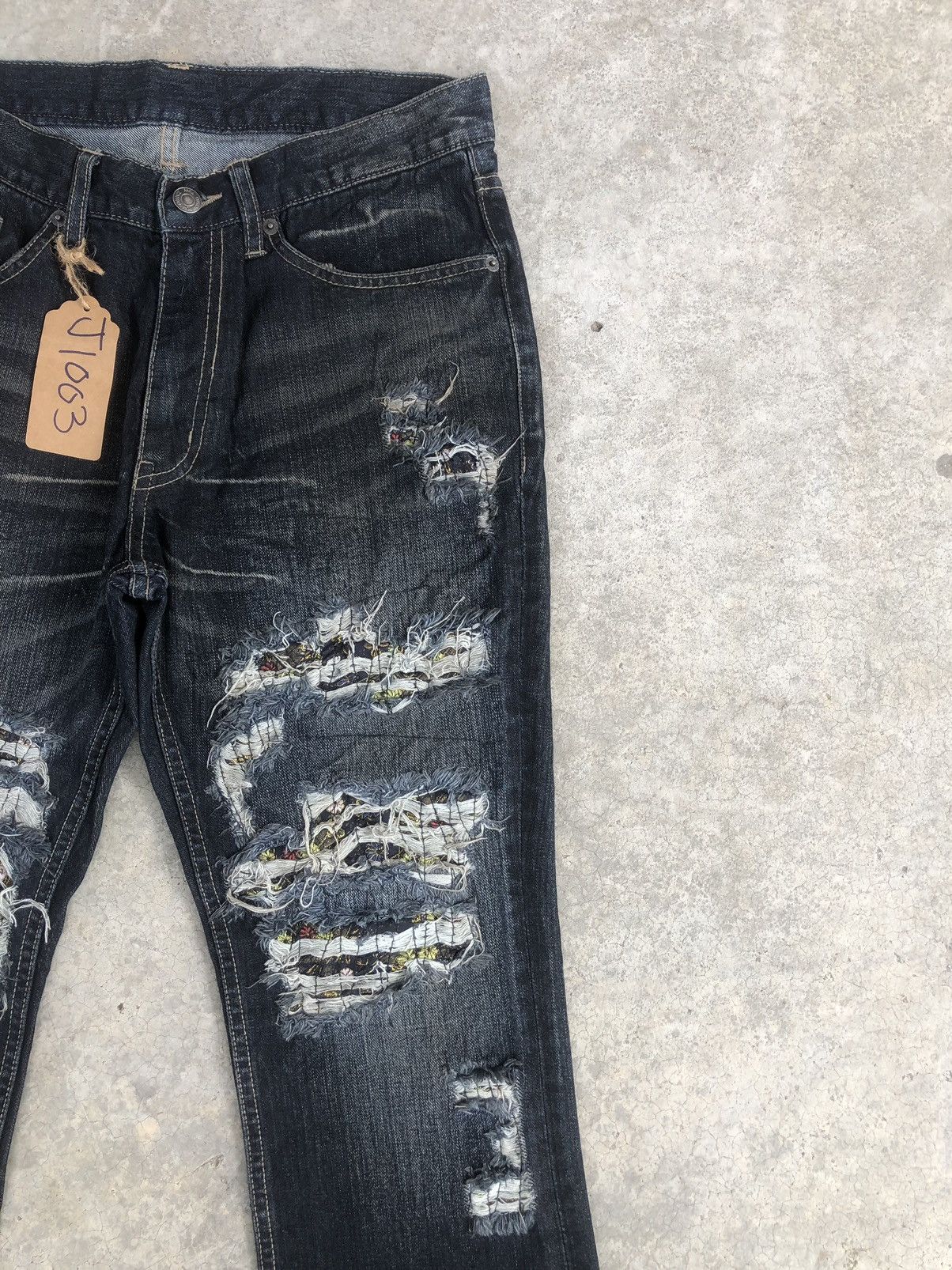 PPFM Japanese PPFM Distressed Patchwork Jeans Size US 31 - 5 Thumbnail