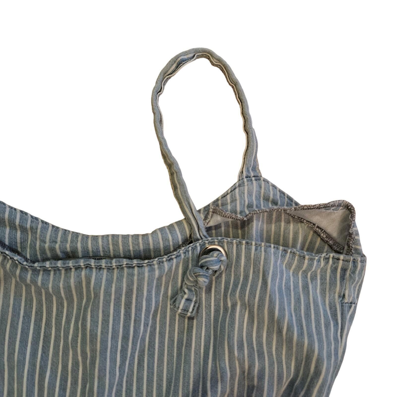 Designer Rewash Striped Denim Jumpsuit Women's Blue White Size Large Size 36" / US 14 / IT 50 - 9 Thumbnail