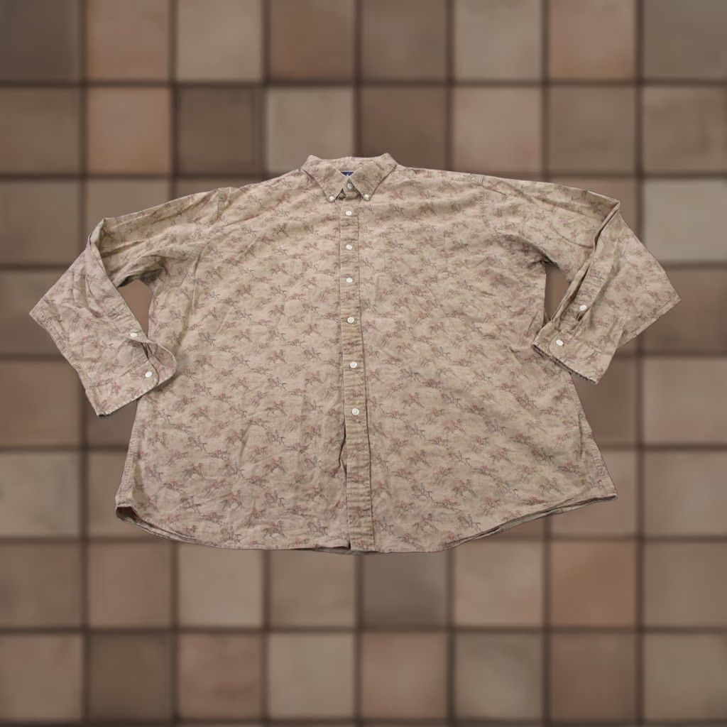Polo Ralph Lauren Polo Ralph Lauren Shirt Men XL Button-Up Horse Print Vintage Button-Down Collared Long Sleeve Brown Cotton Knit Size US XL / EU 56 / 4 - 1 Thumbnail