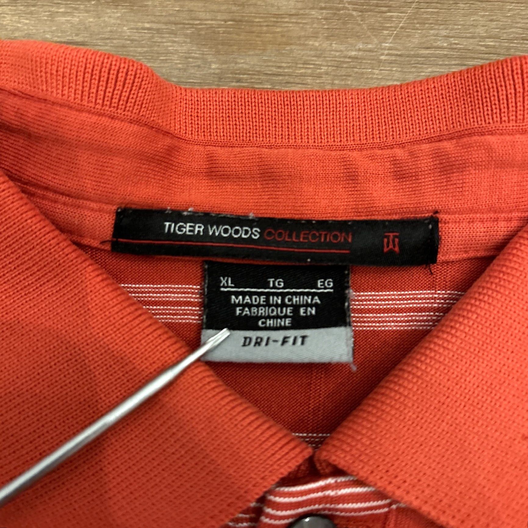 Nike Nike Tiger Woods Collection Dri Fit Golf Polo Men's Size XL Orange Striped Size US XL / EU 56 / 4 - 2 Thumbnail