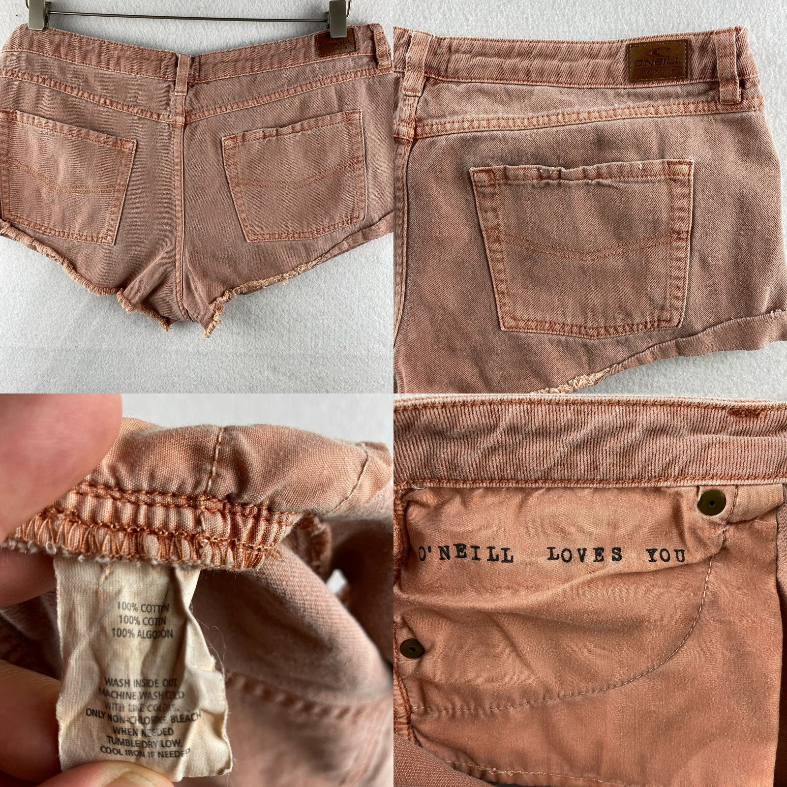 O'Neill O'Neill Shorts Womens 9 Coral Cut-Off Denim Fray Distressed Hotpants Size 24" / US 00 / IT 34 - 8 Thumbnail