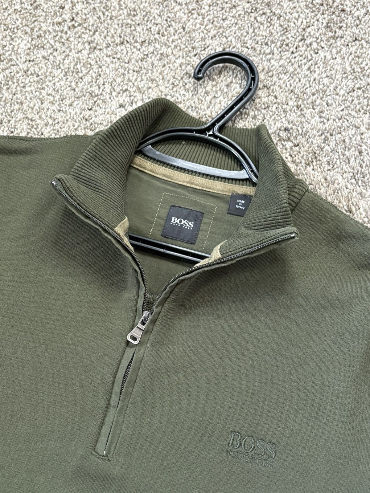 Hugo Boss Hugo Boss Mens Green Mock Neck 1/4 Zip Long Sleeve Sweater L Size US L / EU 52-54 / 3 - 4 Thumbnail