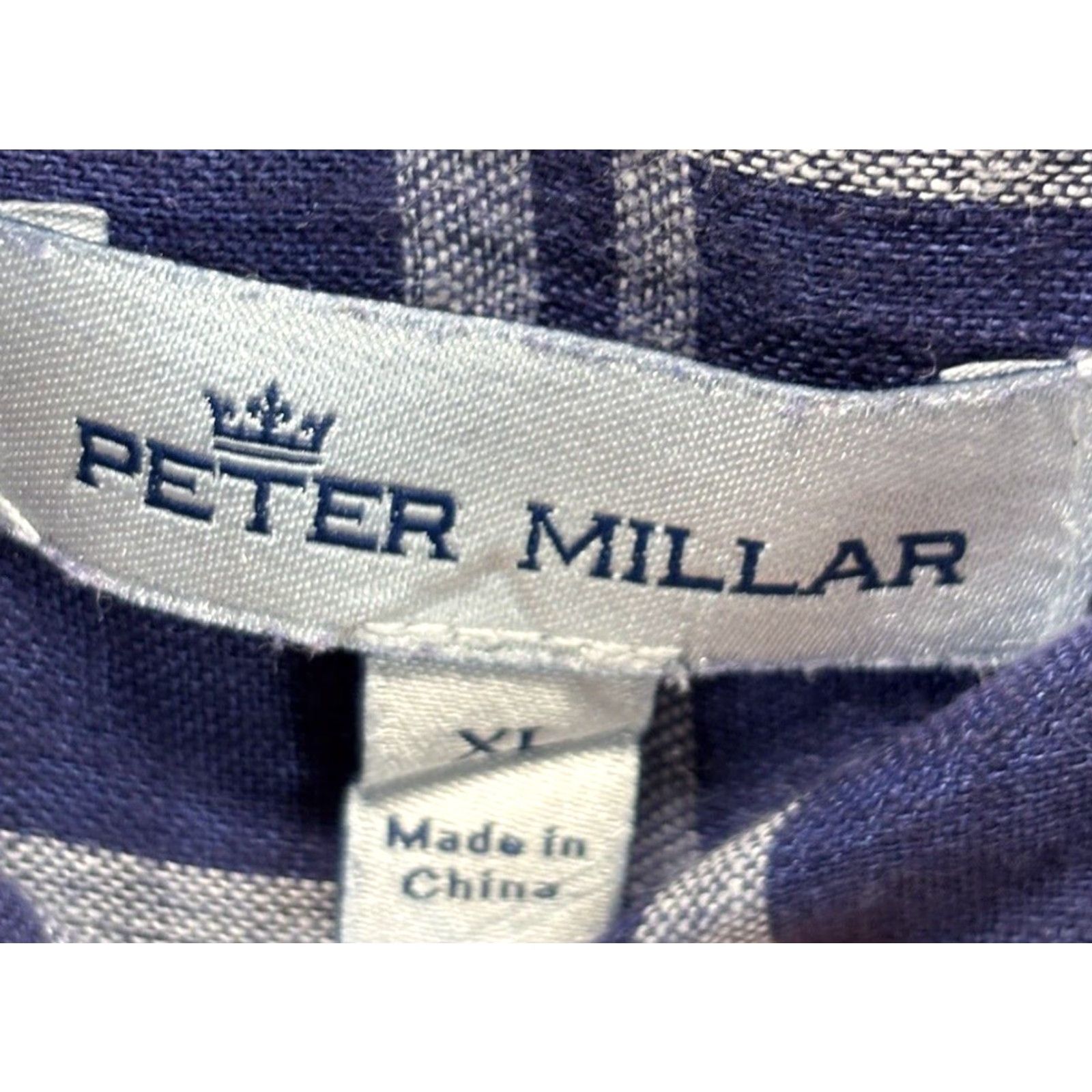 Peter Millar Peter Millar Linen Button Up Shirt XL Mens Blue White Check Summer Size US XL / EU 56 / 4 - 5 Thumbnail