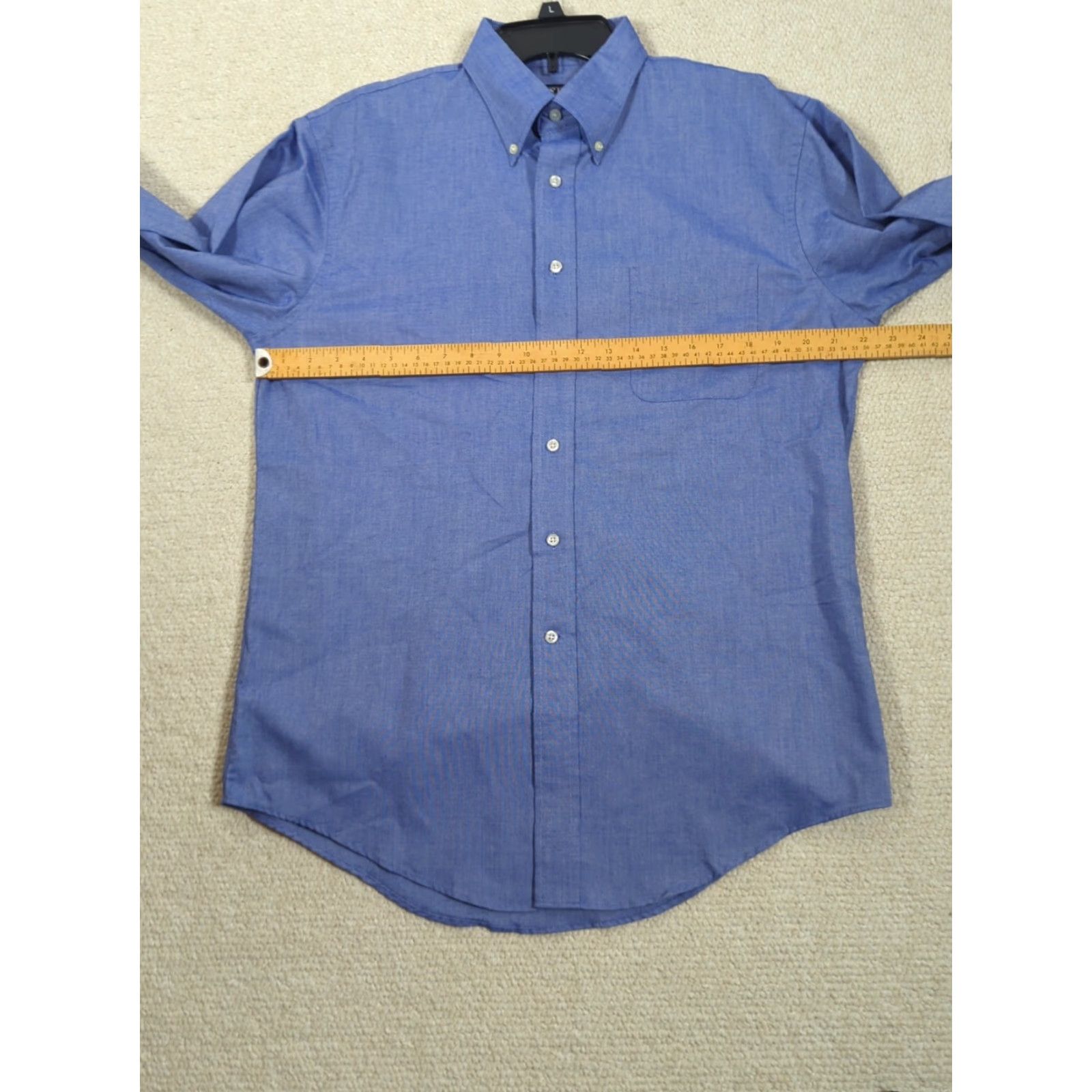 Lands' End Lands' End Men's Button-Down Shirt Blue 16x35 Regular Cotton Polyester Woven Chest Pocket EUC Size US L / EU 52-54 / 3 - 7 Thumbnail