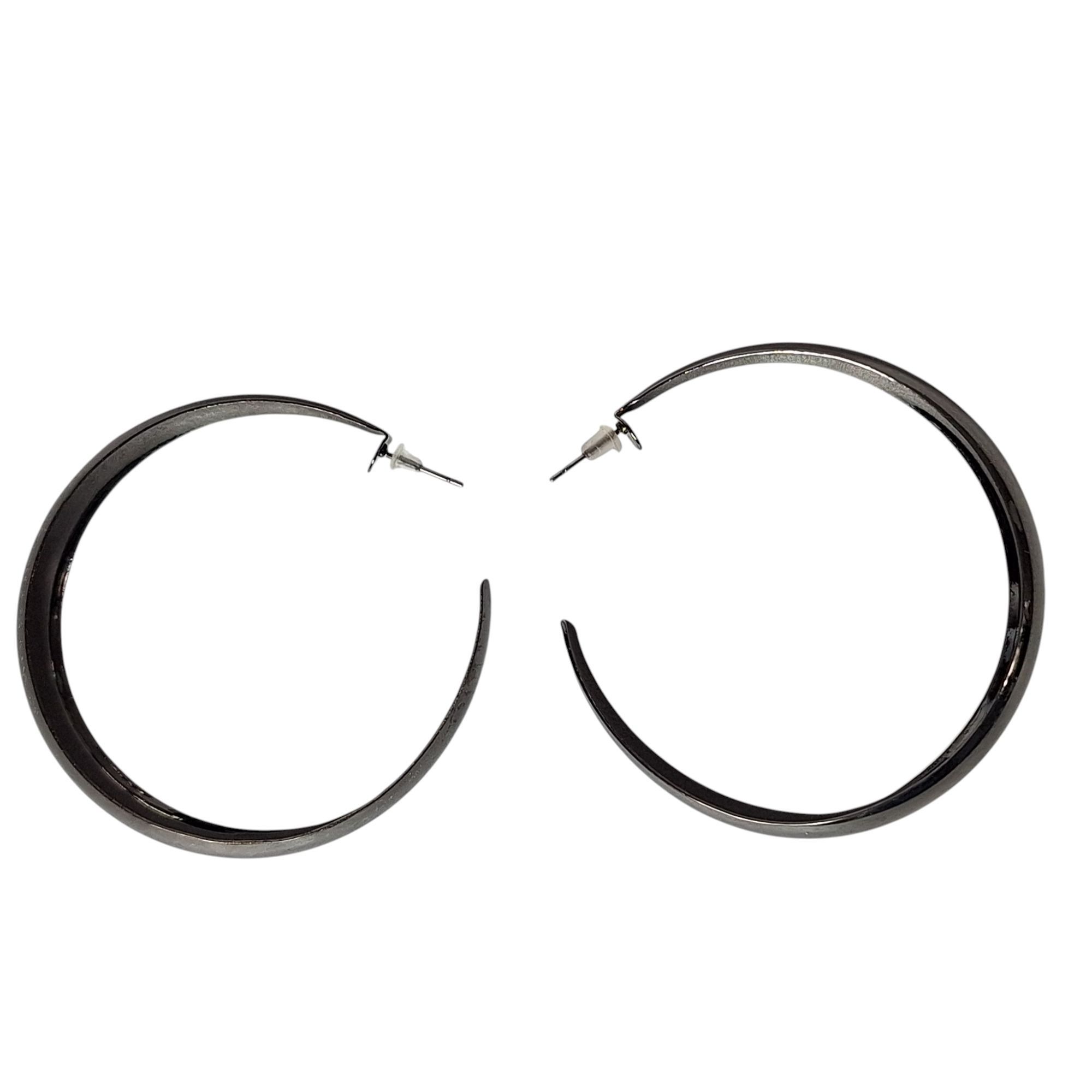 Other Gunmetal Gray Hoop Earrings Bold Wide Flat Metal Cyber Goth Size ONE SIZE - 1 Thumbnail