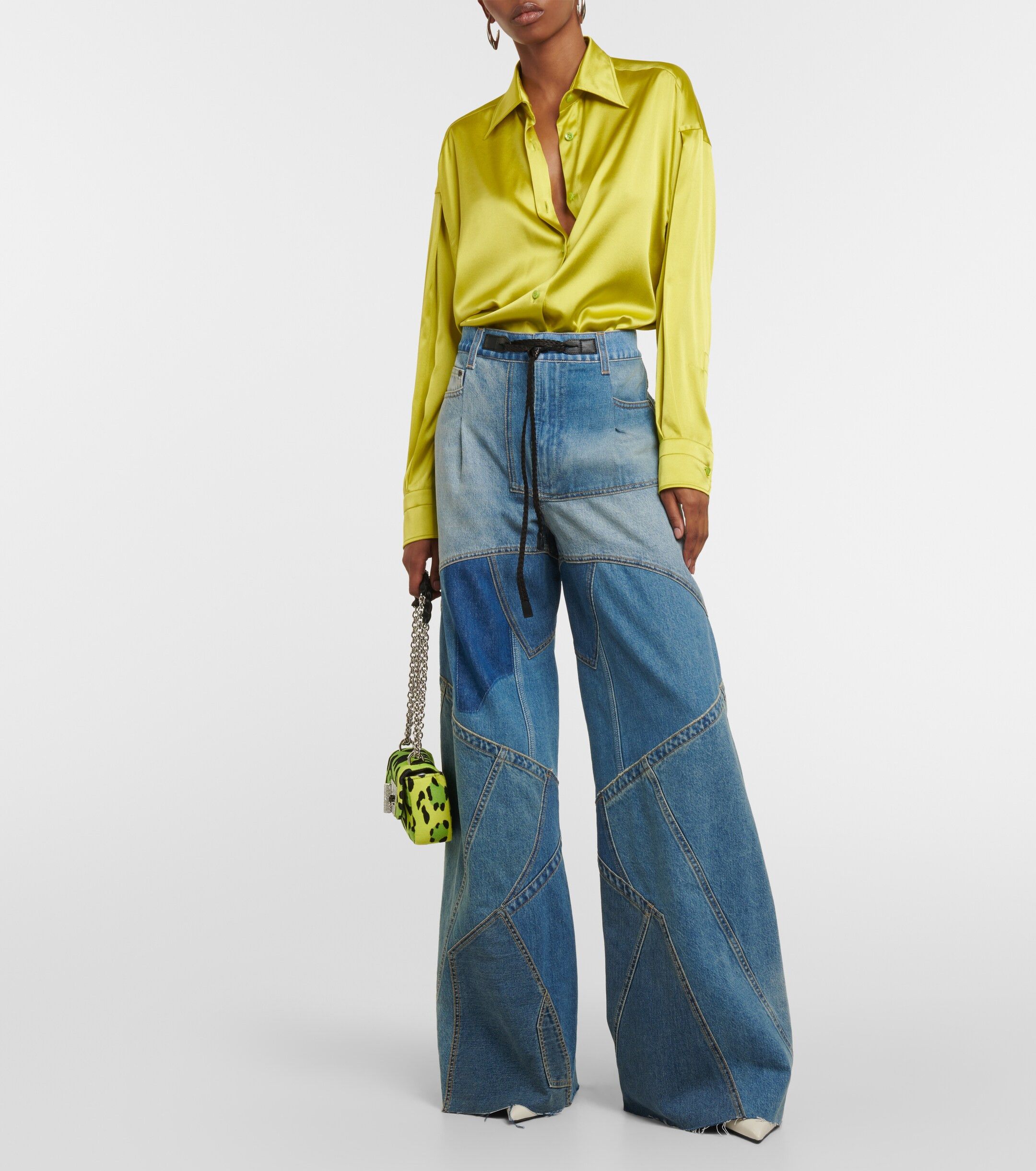 Tom Ford o1w1db10225 CA3211 Silk Shirt in Acid Green Size XS / US 0-2 / IT 36-38 - 2 Thumbnail