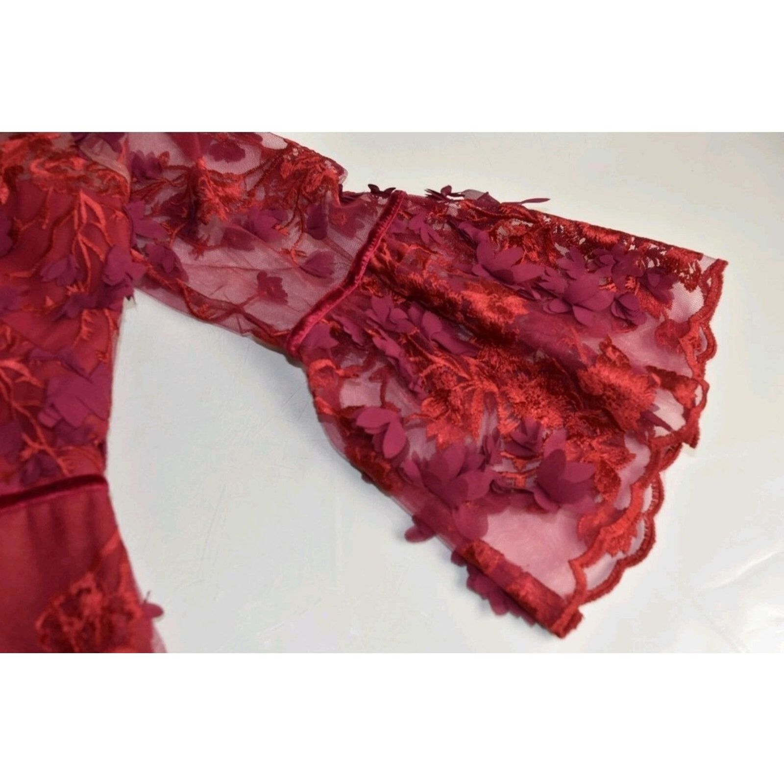 Marchesa Marchesa Notte Appliqué Flowers Cocktail In Burgundy Size 12 Size XL / US 12-14 / IT 48-50 - 7 Thumbnail