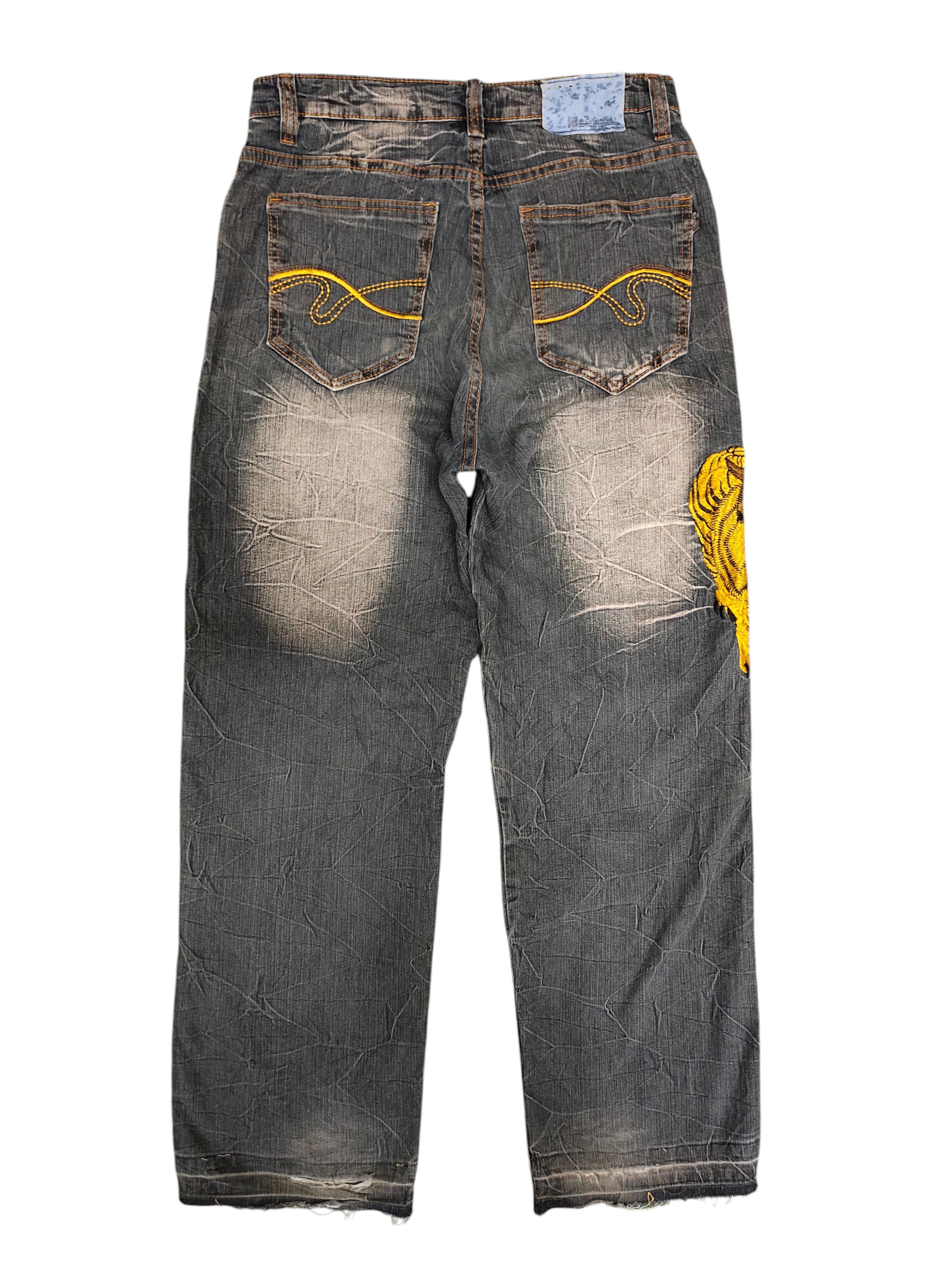 Karakuri Tamashii Vintage Sukajan Tiger Embroidered Distress Denim Jeans Size US 30 / EU 46 - 8 Thumbnail