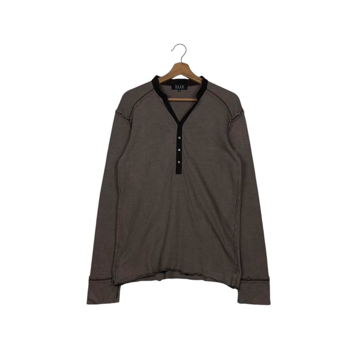 Japanese Brand ELLE HOMME Half Button V Neck Long Sleeve Shirt #2604-C117 Size US M / EU 48-50 / 2 - 1 Thumbnail