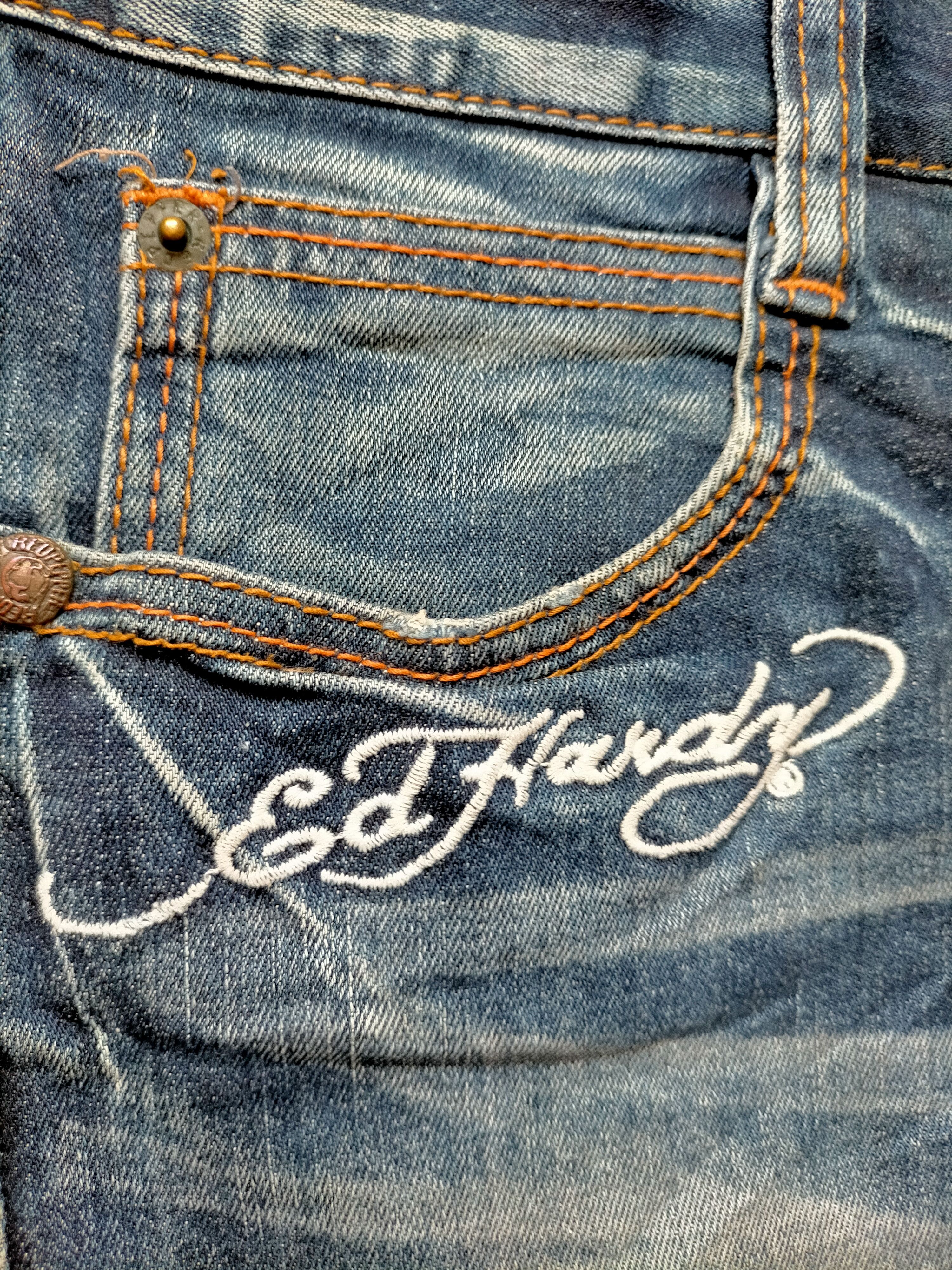 Ed Hardy Red Pepper x Ed Hardy Embroidered Blue Denim Pants Size US 34 / EU 50 - 20 Thumbnail