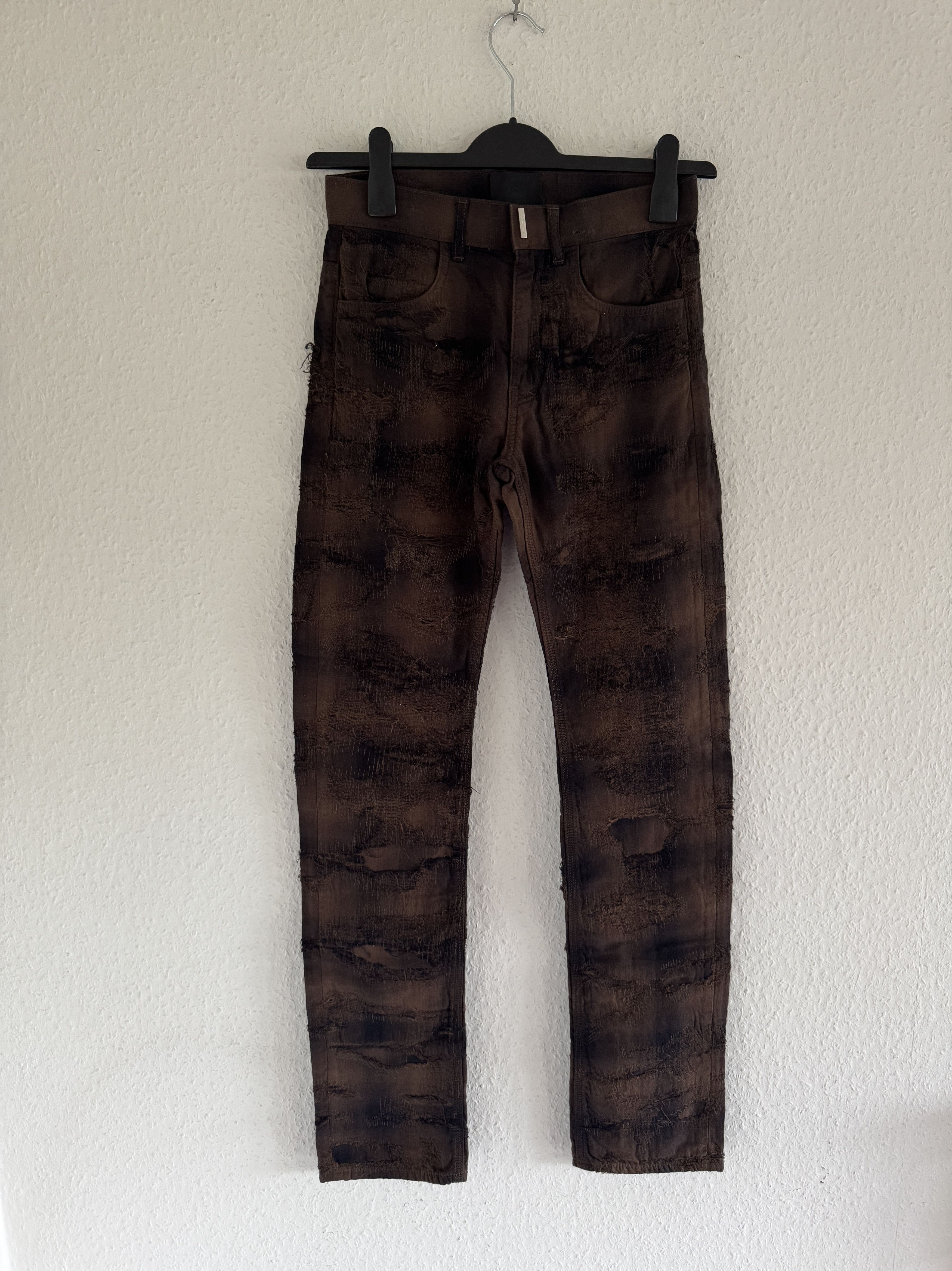 Givenchy SS22 Boro Distress Checker Plaid Straight Leg Pants Size US 26 / EU 42 - 2 Thumbnail
