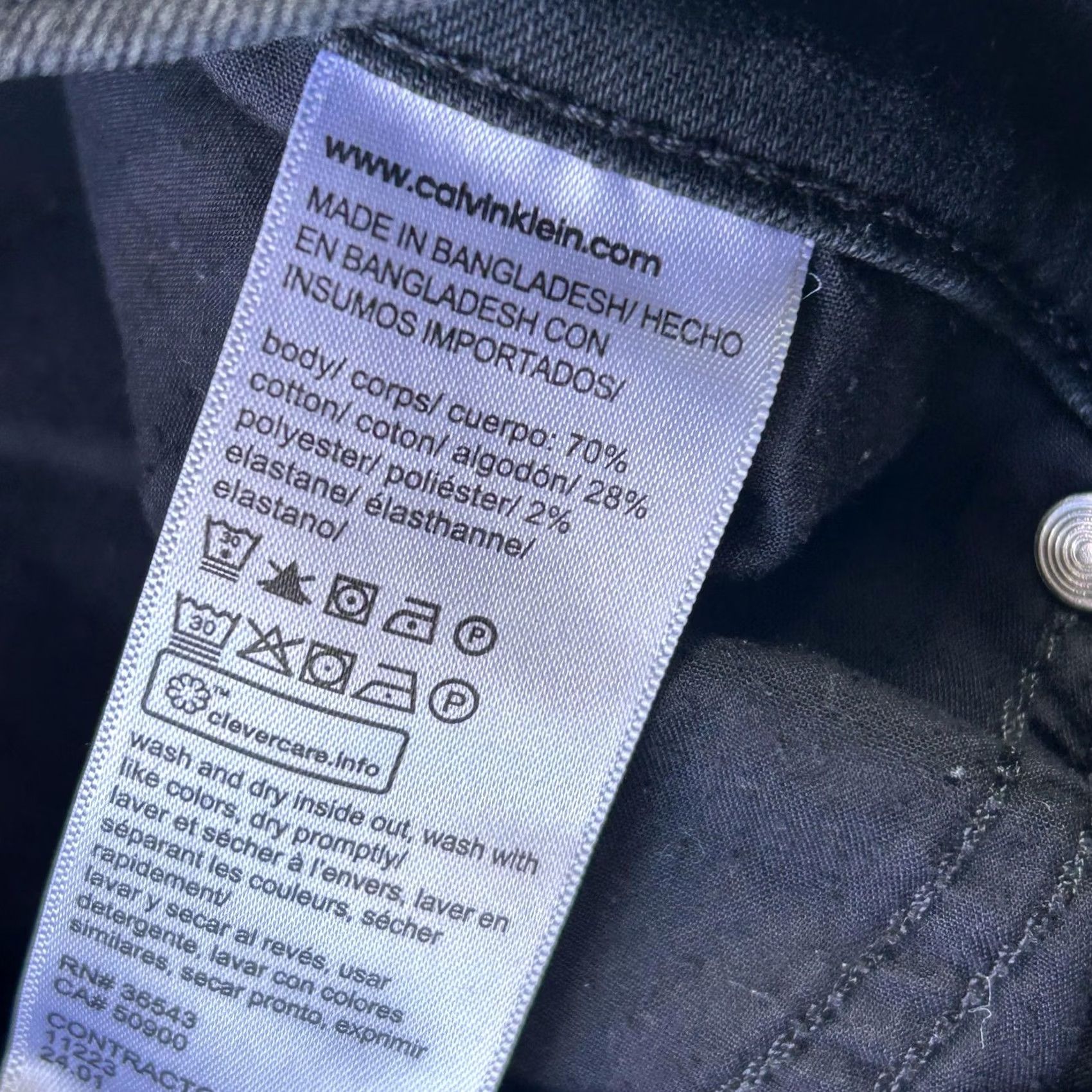 Calvin Klein Calvin Klein Jeans Slim Straight Fit Jeans Mens 38x34 Black Stretch Denim Dark Wash Pants Size US 38 / EU 54 - 6 Thumbnail