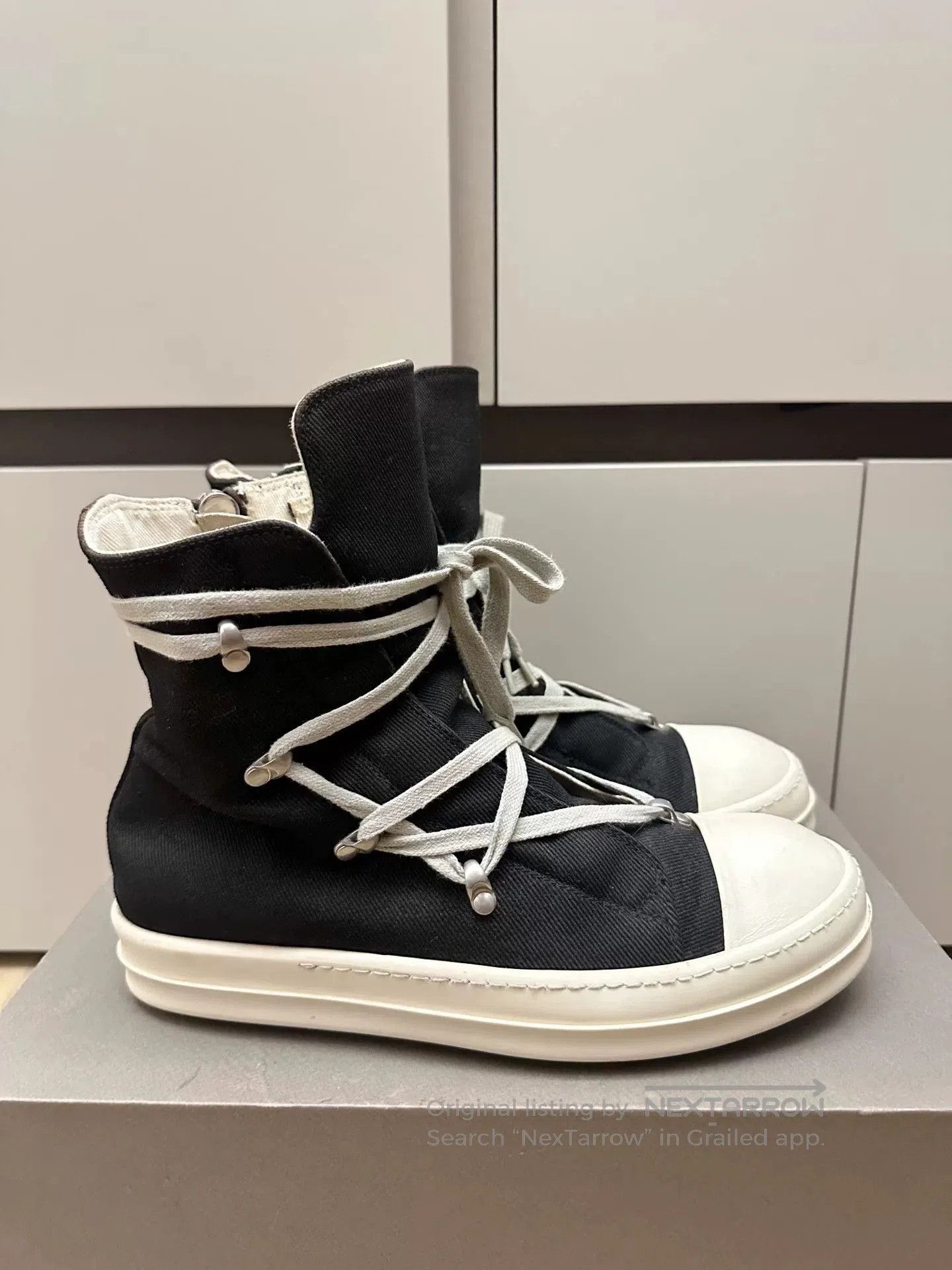 Rick Owens Drkshdw Rick Owens DRKSHDW High-Top Canvas Sneakers. Size US 7 / EU 40 - 4 Thumbnail